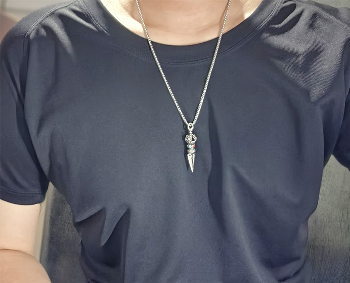 바즈라 백동 펜던트 엔틱 금강저 불교 남자 목걸이 상품이미지7