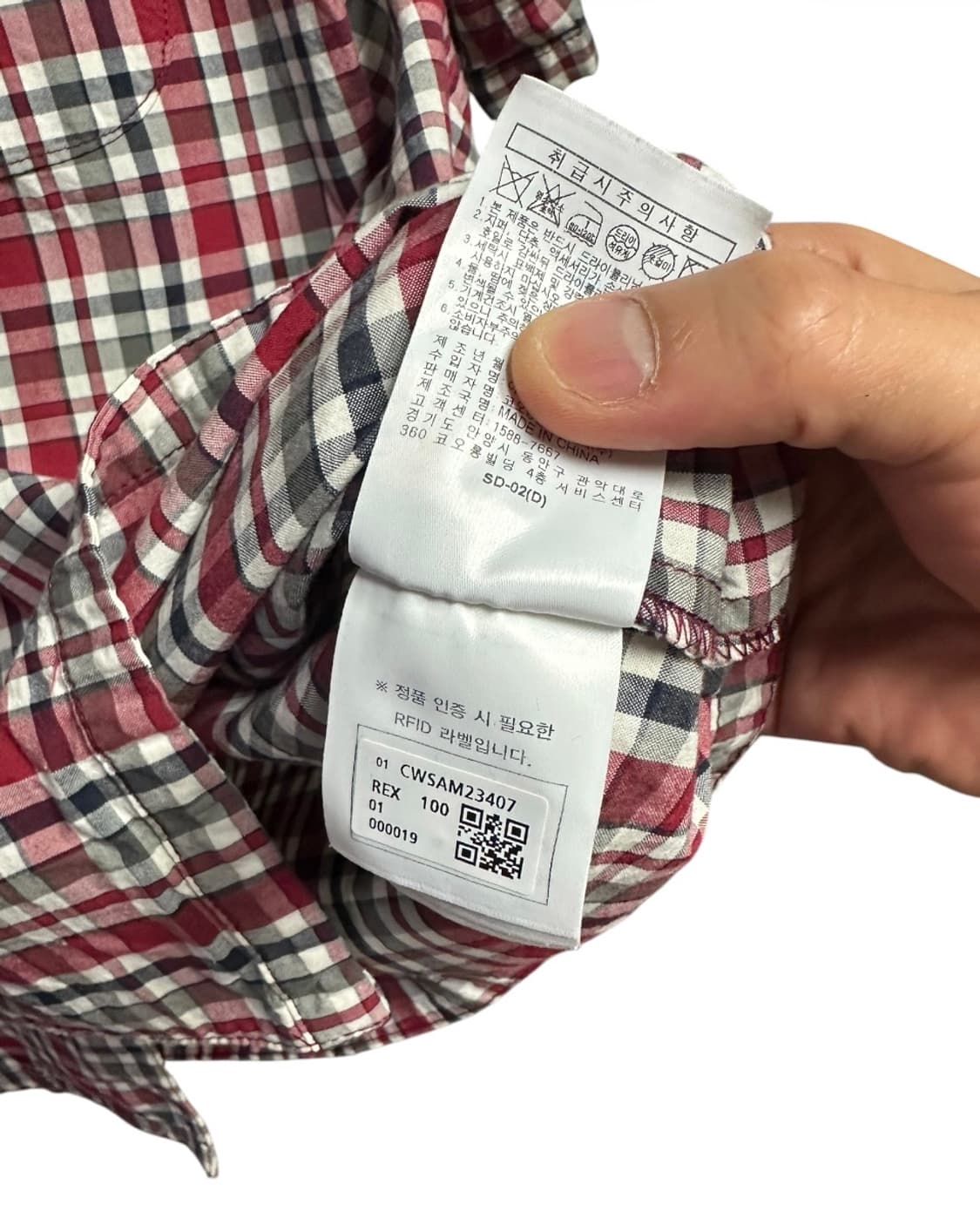 커스텀멜로우 저지 카라 레드 코튼 체크셔츠 L(100)size 상품이미지9