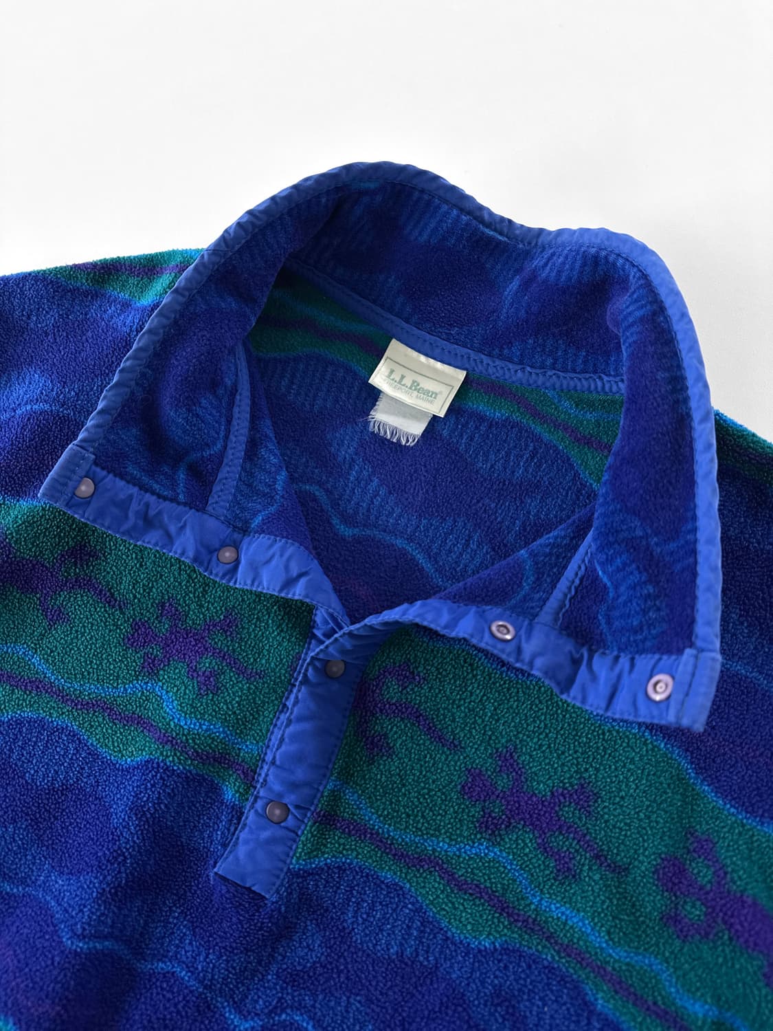 90s 빈티지 엘엘빈 애니멀 모티브 패턴 스냅 플리스 상품이미지5