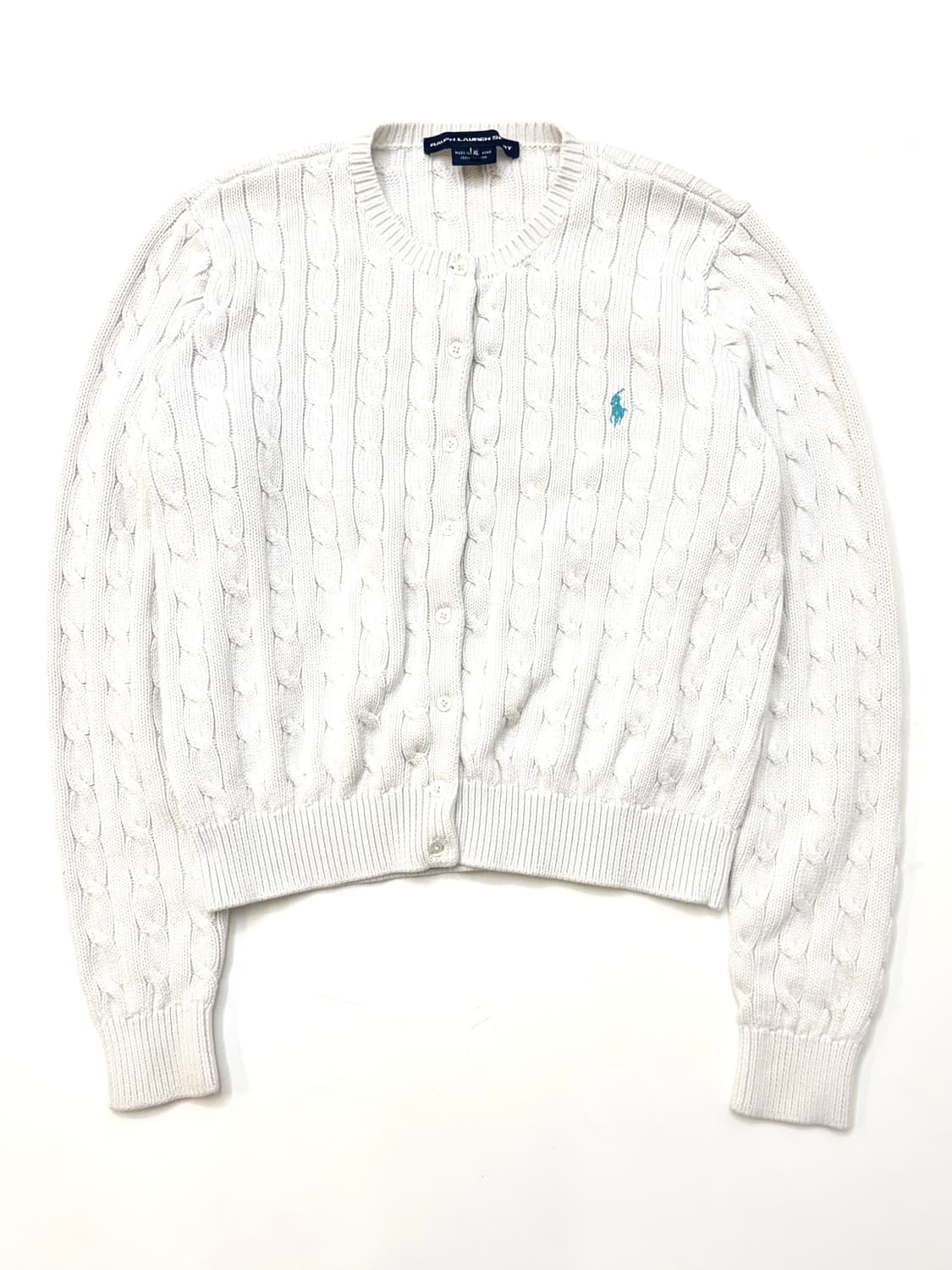 Polo sports 랄프로렌 스포츠 화이트컬러 케이블 니트 가디건 상품이미지1