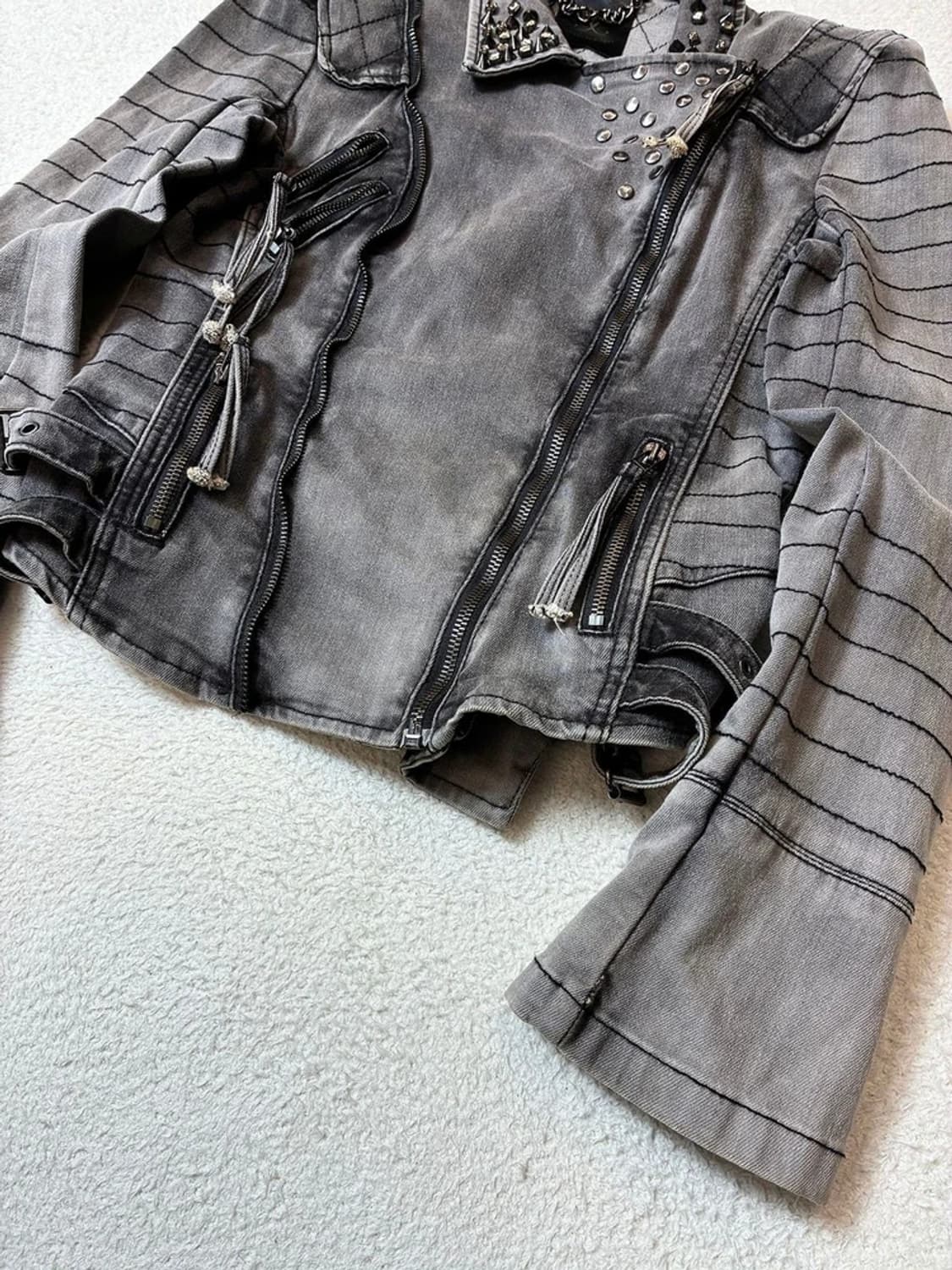 제시 00's 펑크 기믹 스터드 워싱 자켓 PN6809 상품이미지4
