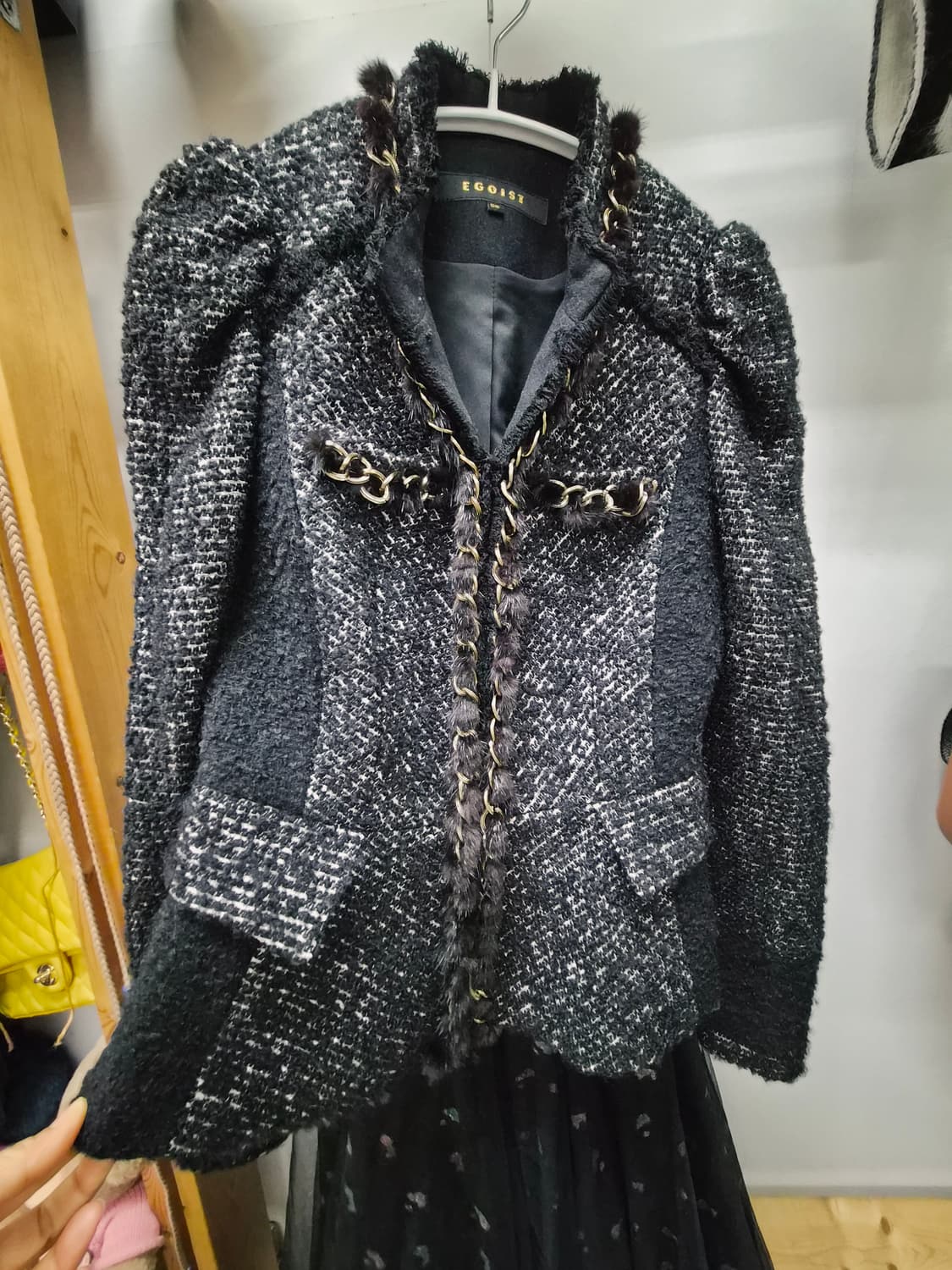 에고이스트 체인밍크 트위드자켓.레니본 샤 스커트 상품이미지3