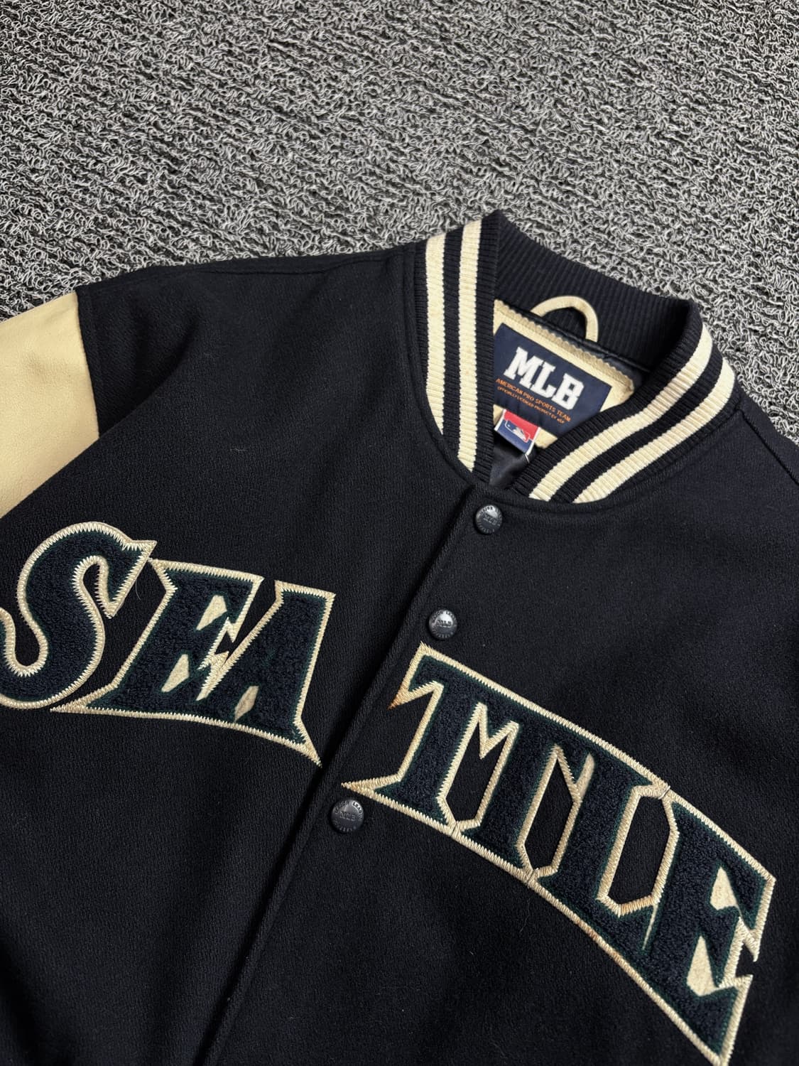 MLB 시애틀 마리너스 소가죽 모직 바시티 자켓 2181 상품이미지3