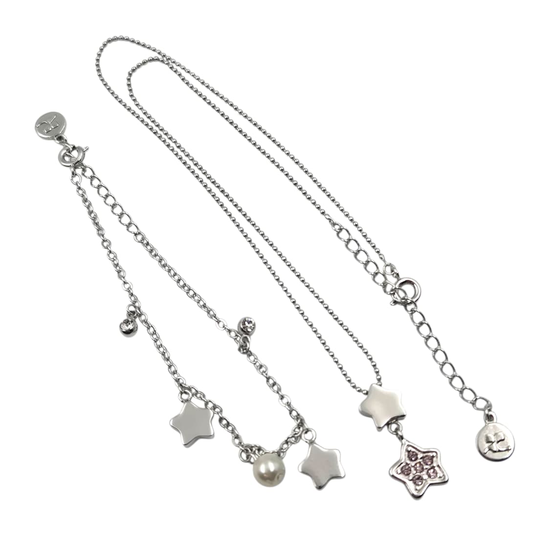 90s 꾸레쥬 스타 크리스탈 목걸이&팔찌 세트 상품이미지2