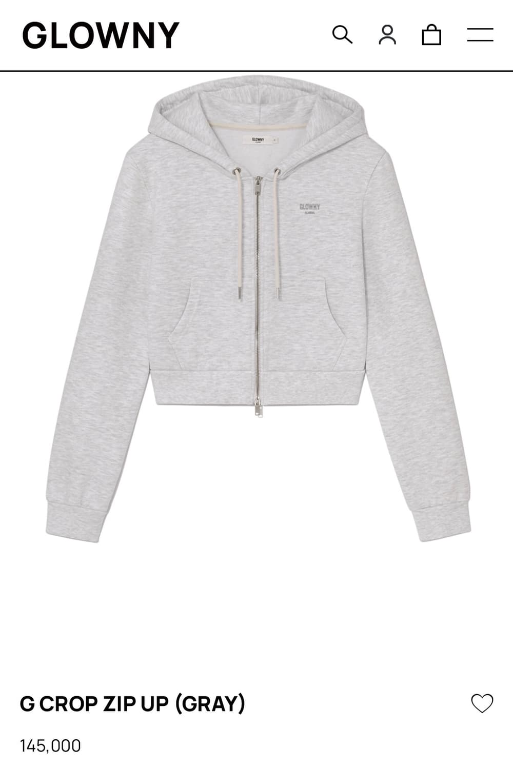 글로니 g crop zip up gray 크롭 집업 그레이 M 상품이미지1