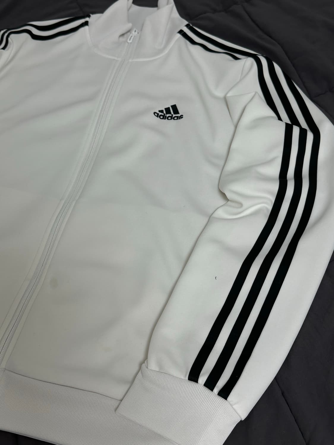 아디다스 화이트 흰색 삼선 져지 트랙탑 라지 상품이미지5