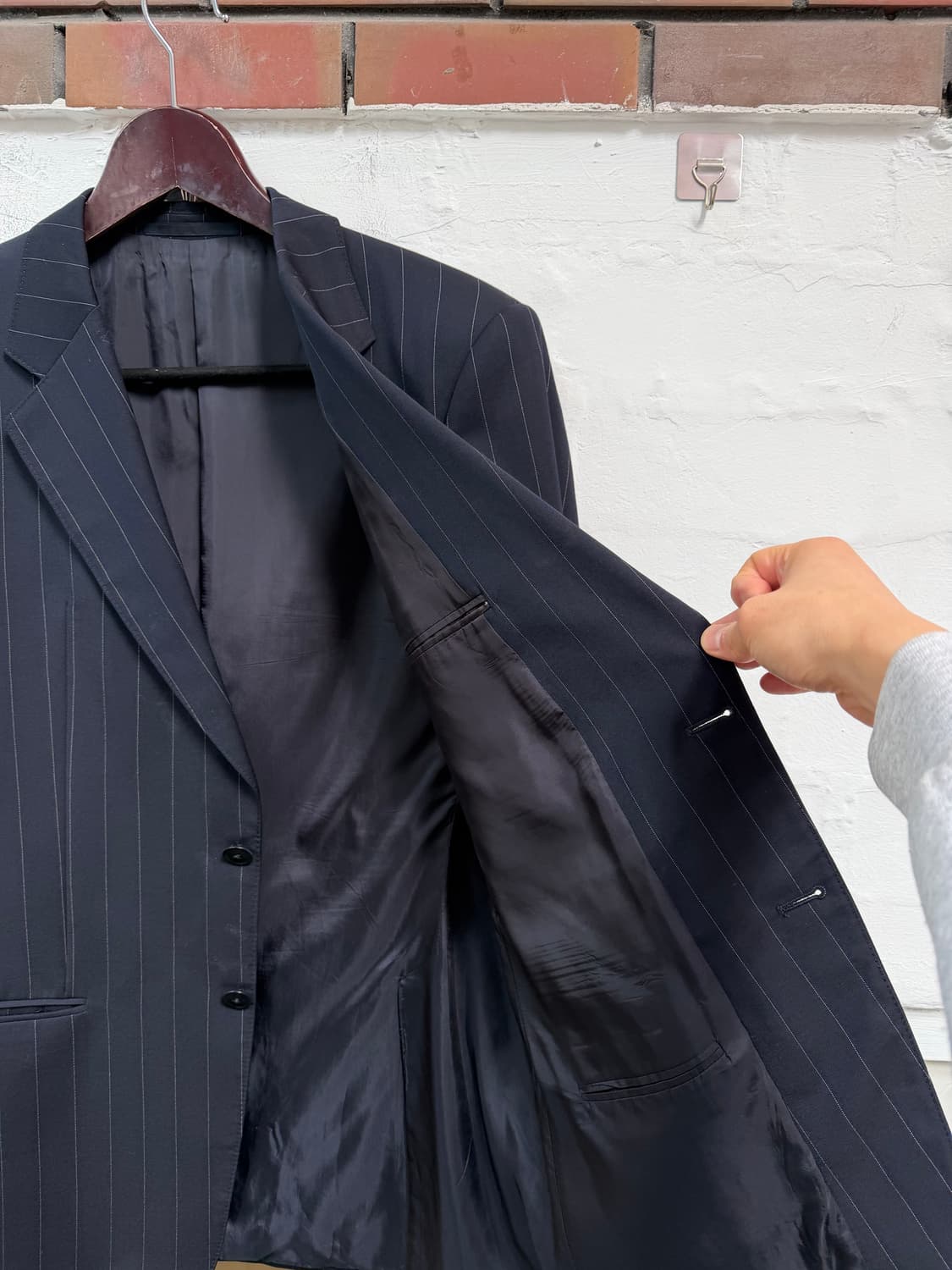 Armani 아르마니 꼴레지오니 스트라이프 울 블레이저 52R 상품이미지6