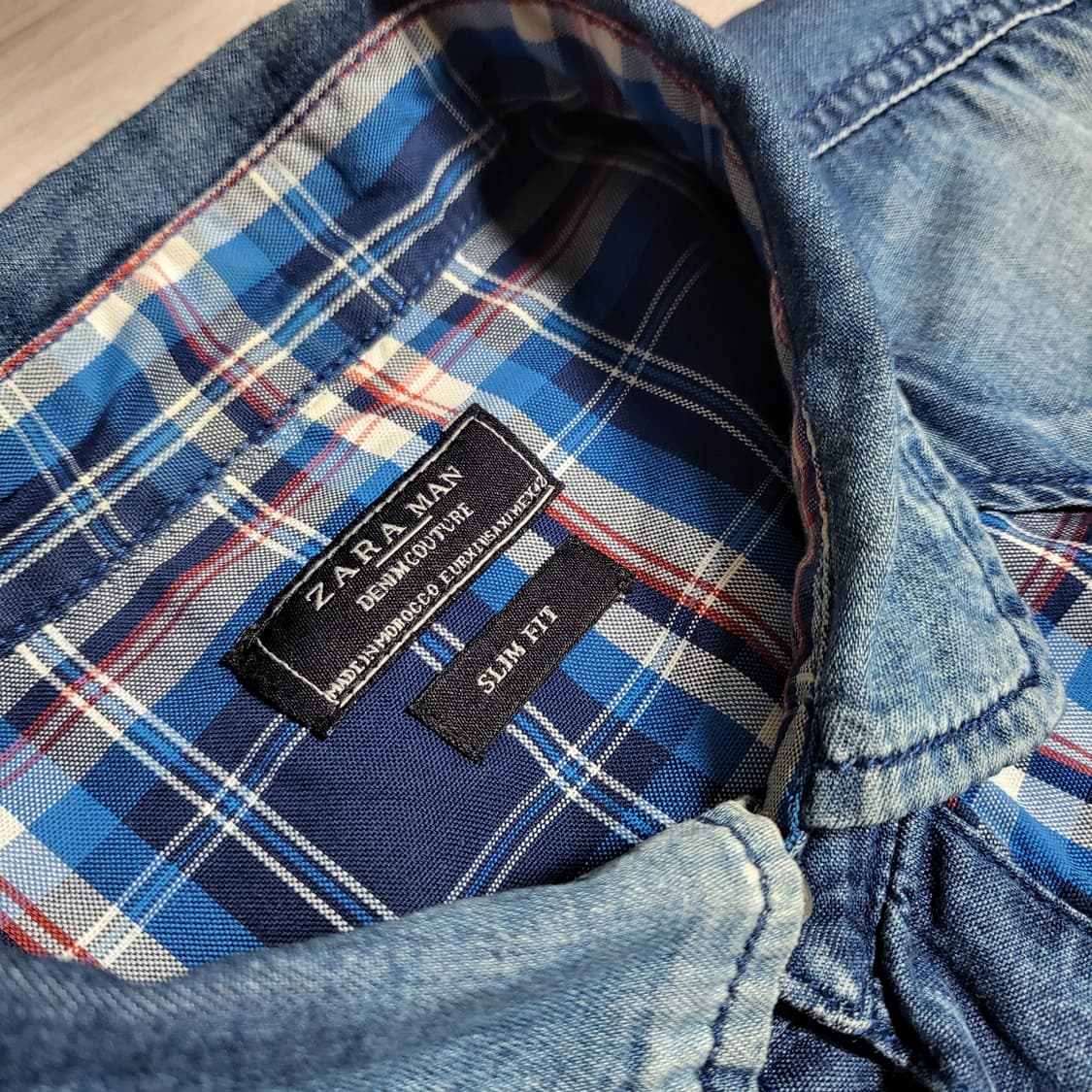 자라 데님 체크 셔츠(xl) 상품이미지4