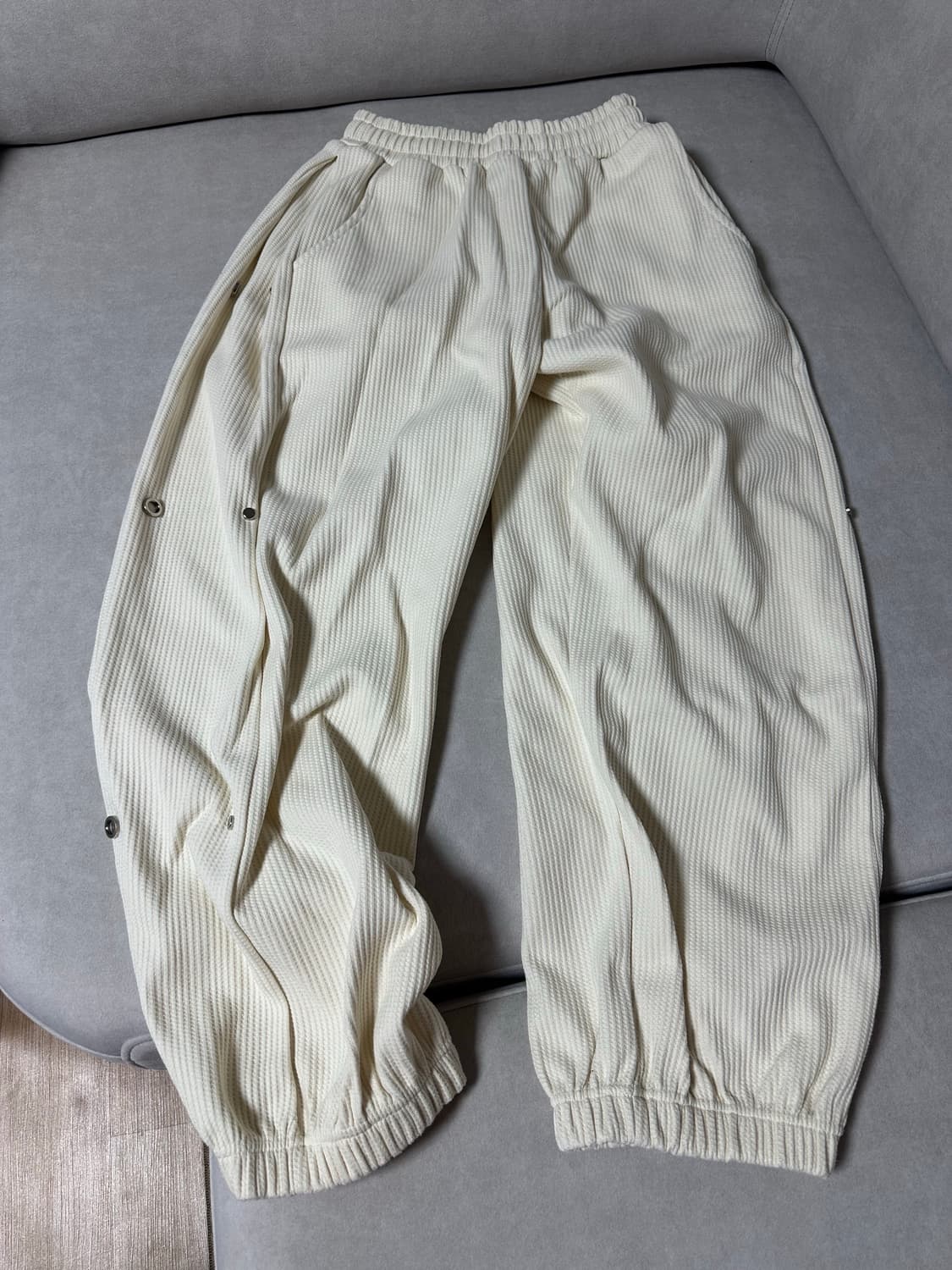 MJD waffle side snap wide pants cream M 상품이미지4