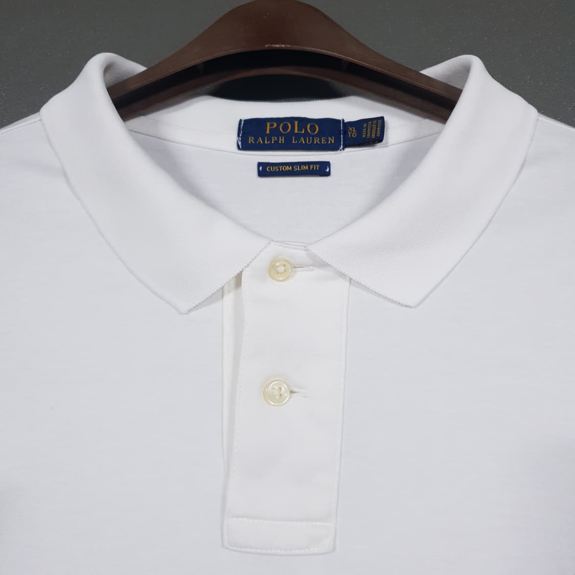 XL) 폴로 랄프로렌 커스텀 슬림핏 메쉬 폴로 셔츠 화이트 반팔 카라티 상품이미지4