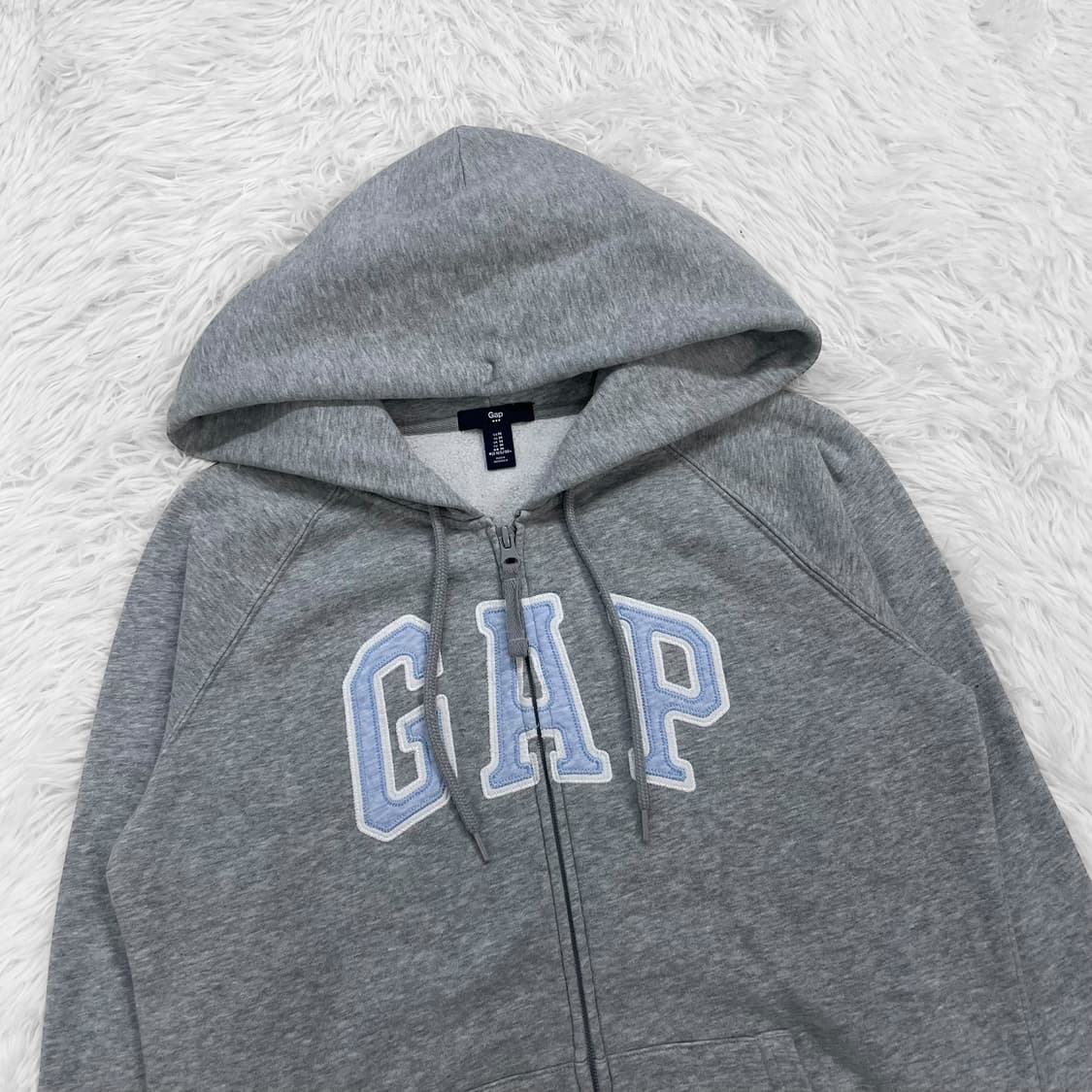 갭 Gap 스펠 로고 후드집업 그레이 하늘 상품이미지3