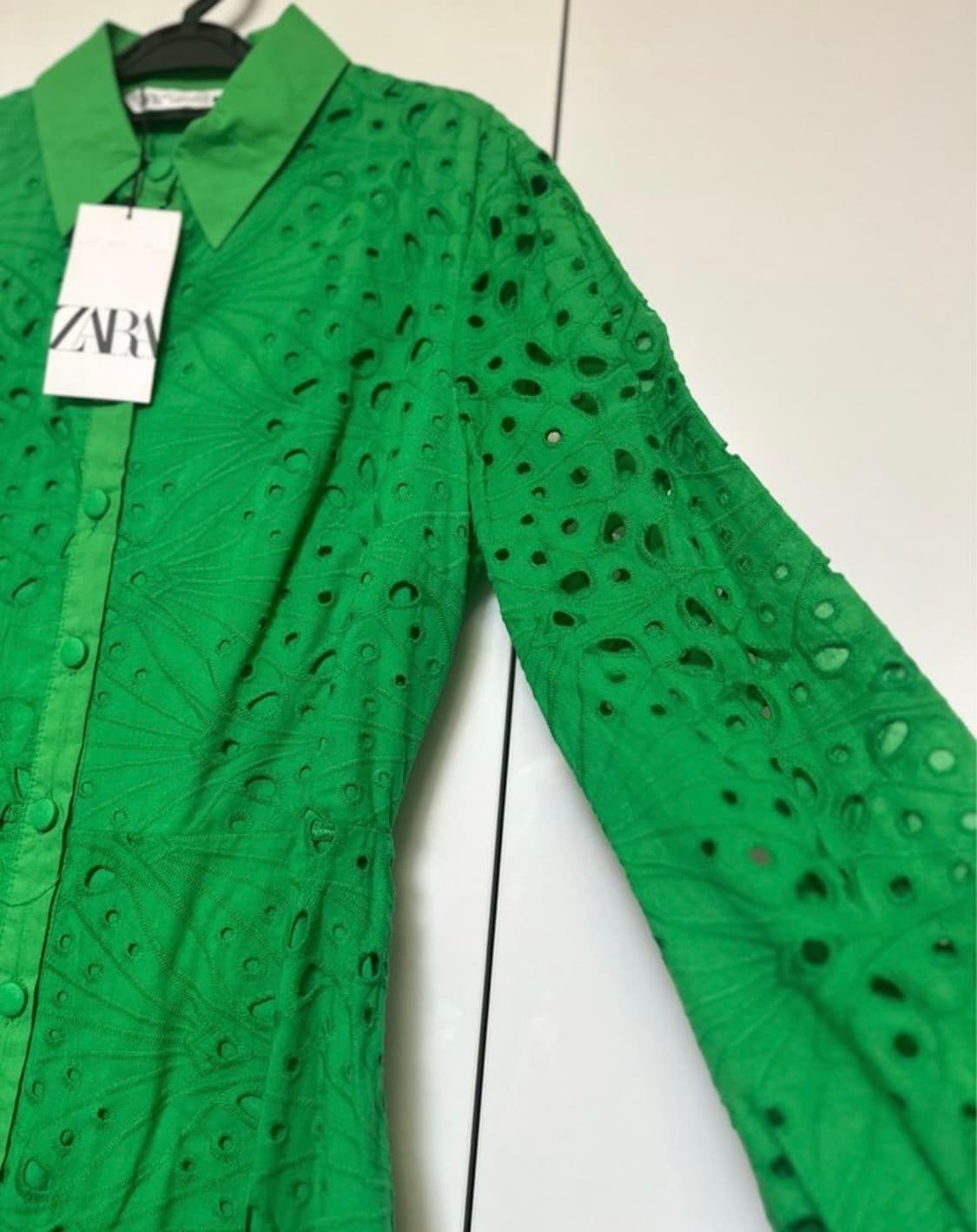 자라 그린 아일렛 펀칭 셔츠 원피스 상품이미지5