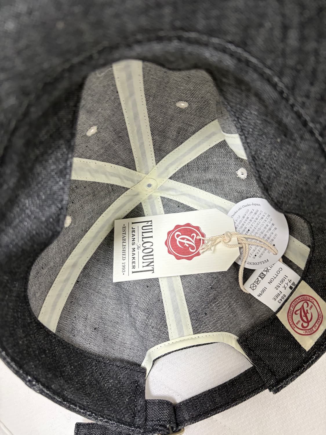 풀카운트 6패널 데님 베이스볼 캡 F 패치 블랙 새상품 판매합니다 상품이미지3