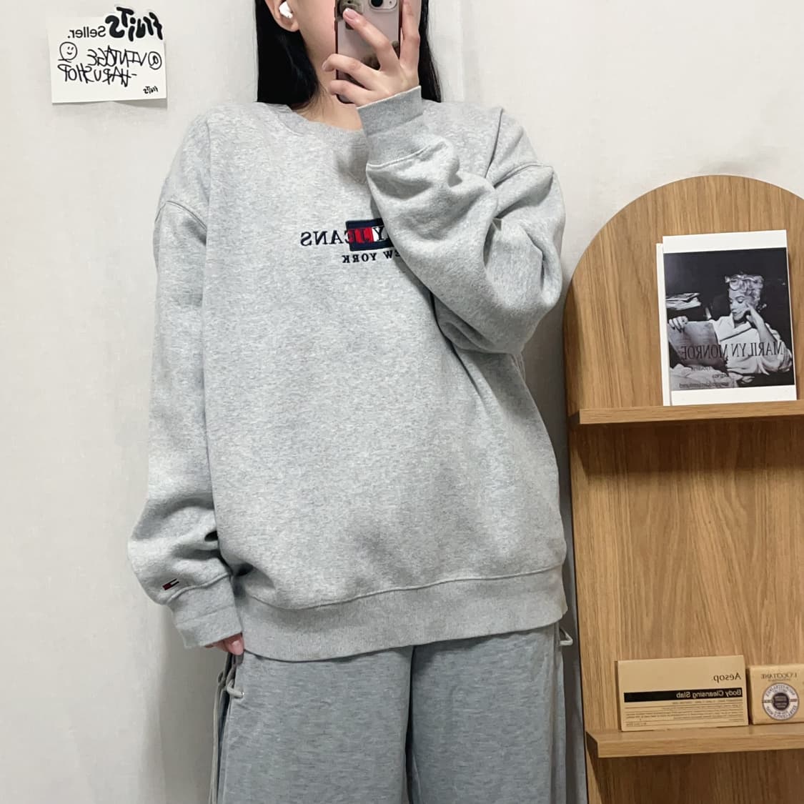 [정품] 타미 그레이 중앙로고 기모 맨투맨 [ XL ] 상품이미지3