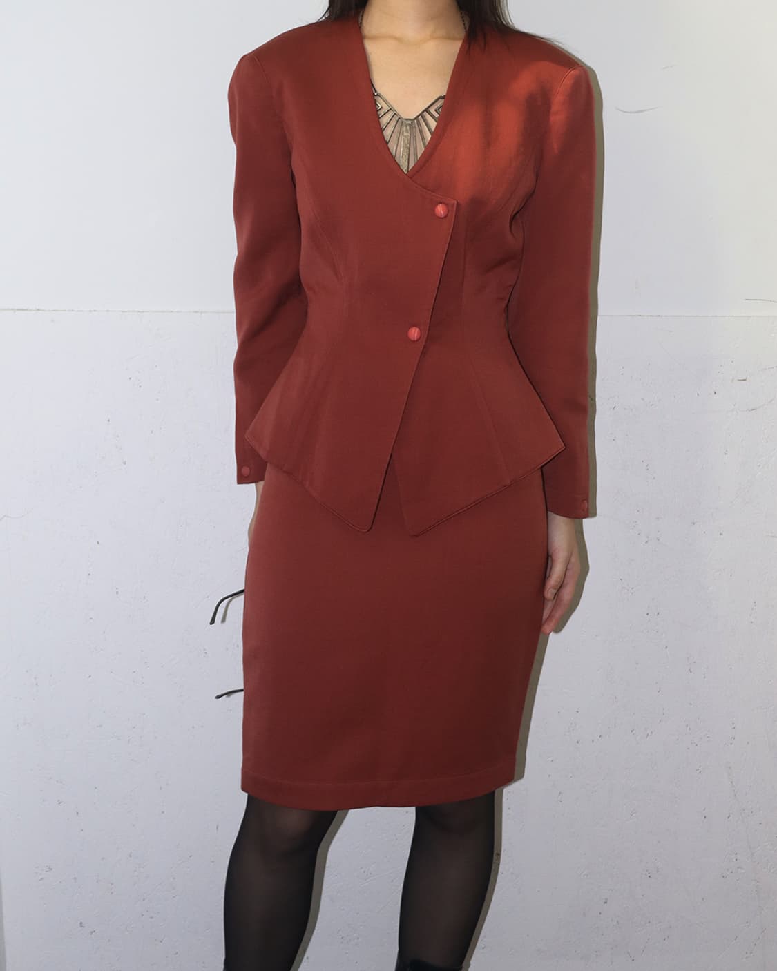 티에리 뮈글러 80s 패디드 숄더 블레이져 & 스커트 셋업 상품이미지3