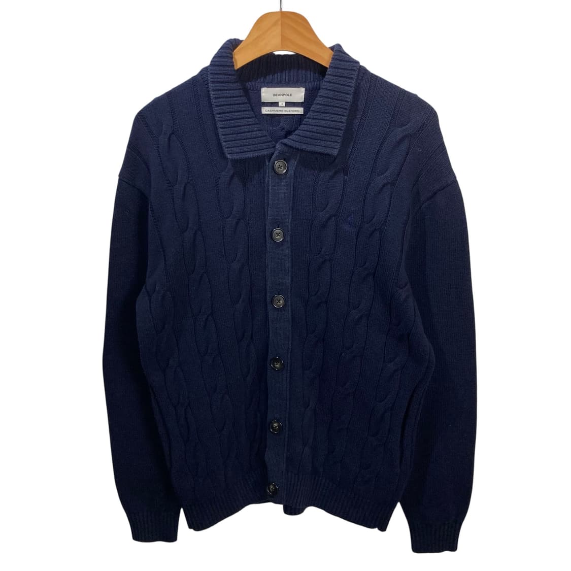빈폴 카라넥 버튼 네이비 케이블 가디건 상품이미지2