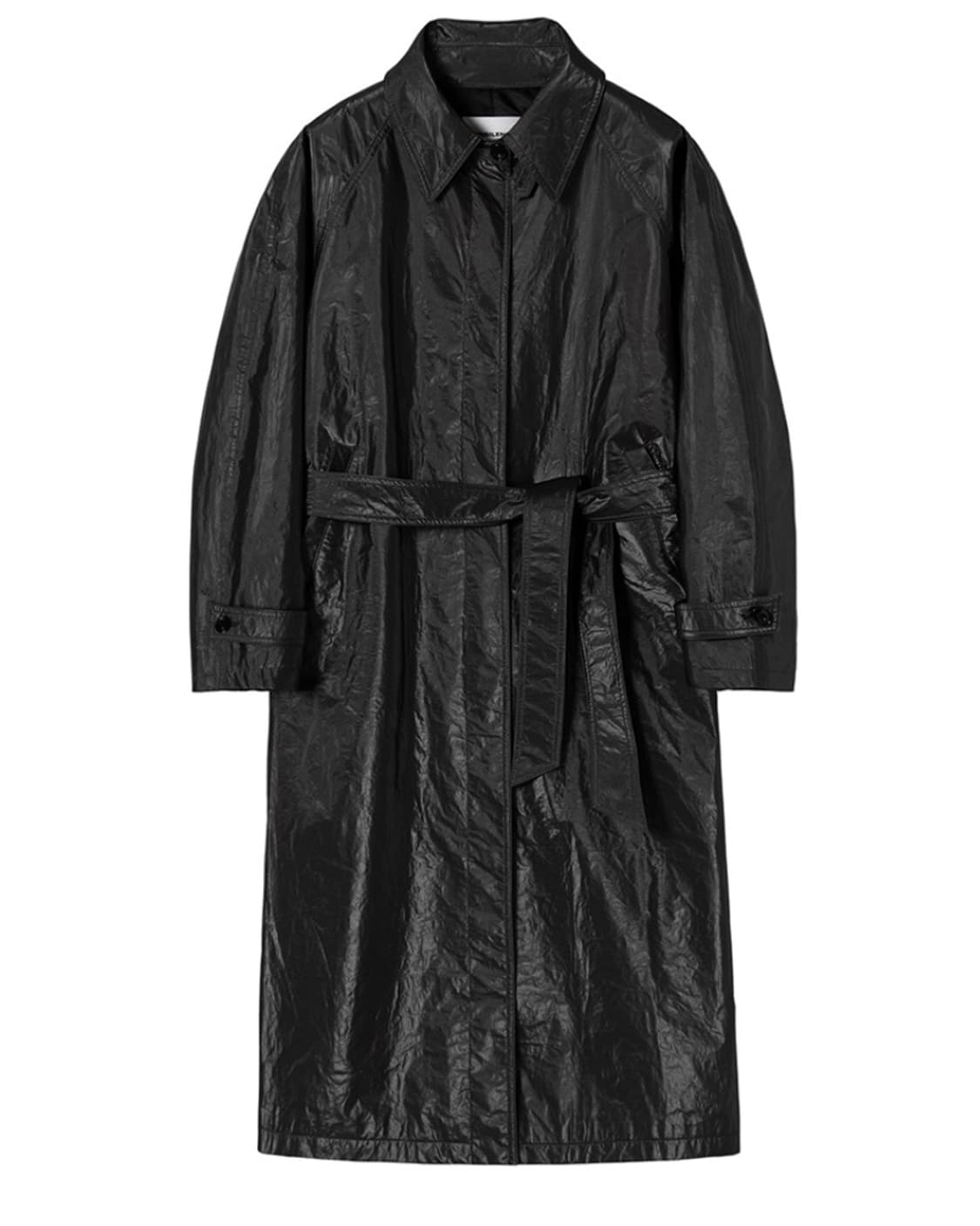 인사일런스 글로시 래글런 트렌치 코트 BLACK 상품이미지1