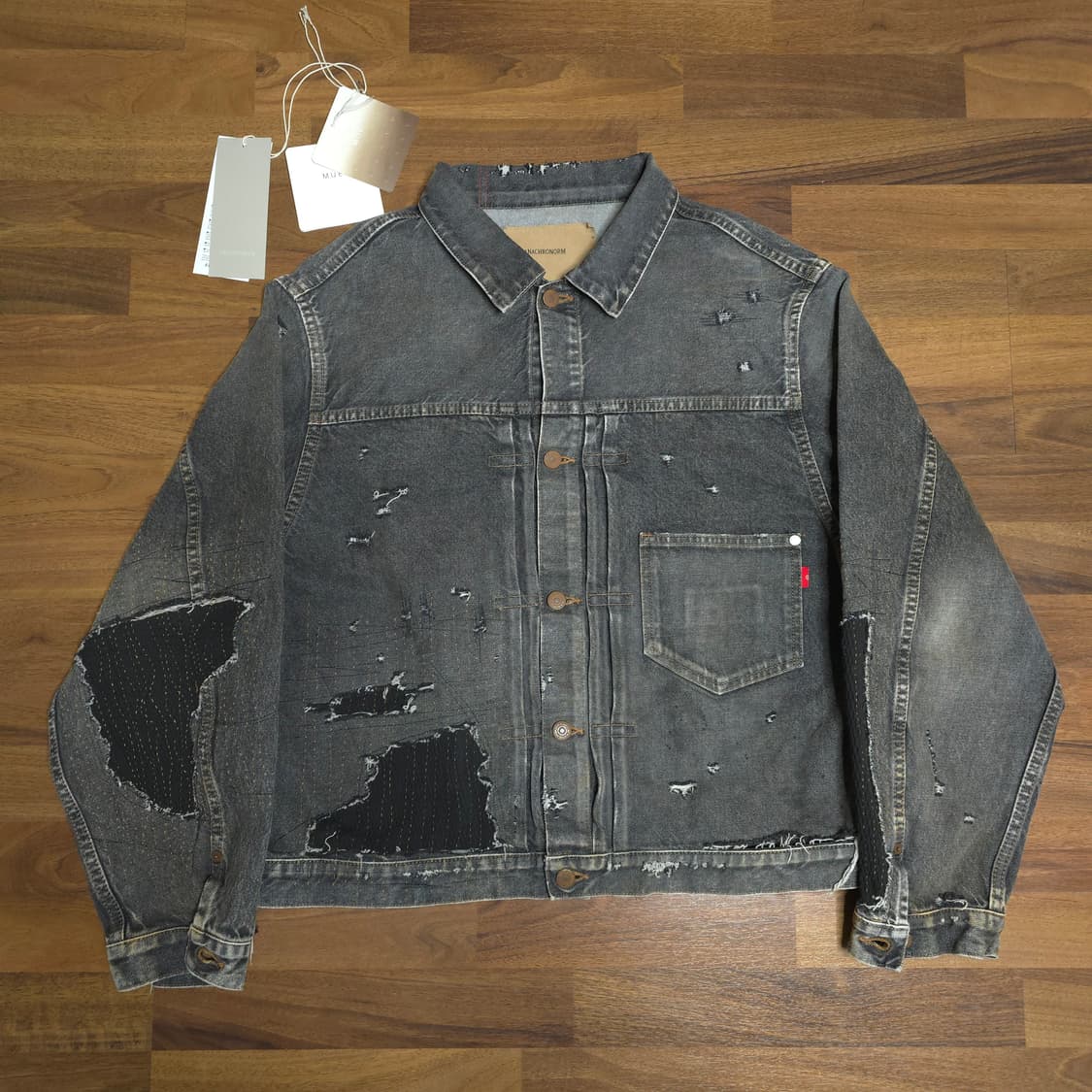 [3]아나크로놈 FrontTuck 데님자켓블랙 보로 anachronorm 상품이미지1