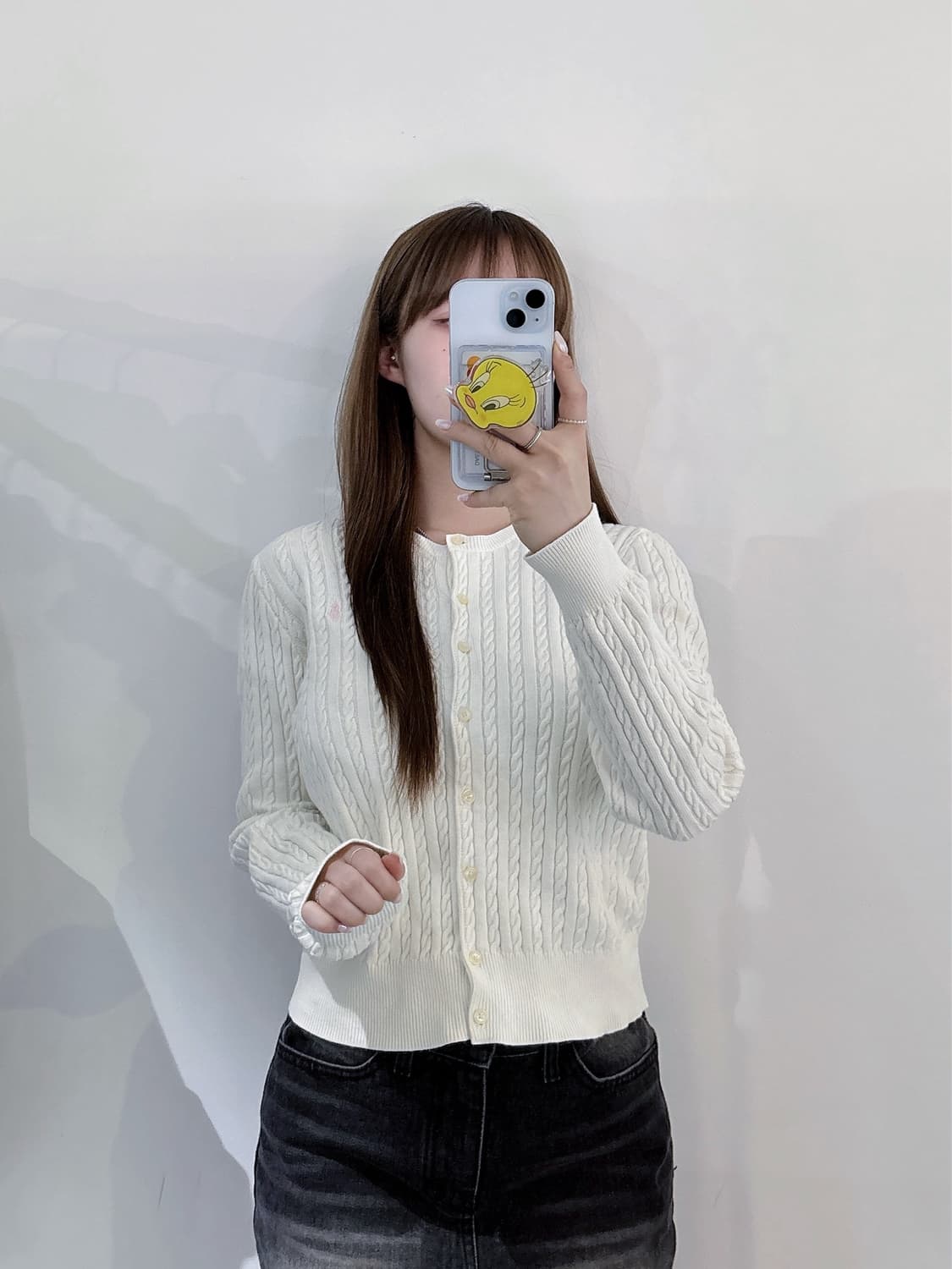 폴로랄프로렌 qr 베이비핑크포니 크림 케이블 가디건 상품이미지2