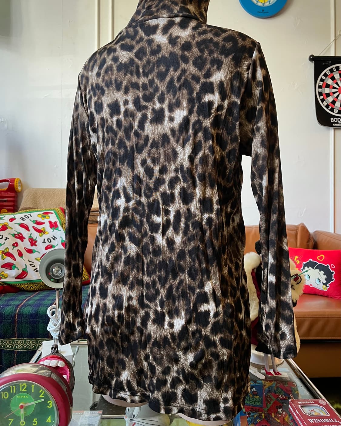 Japanese Vintage Leopard High-Neck Top 상품이미지4