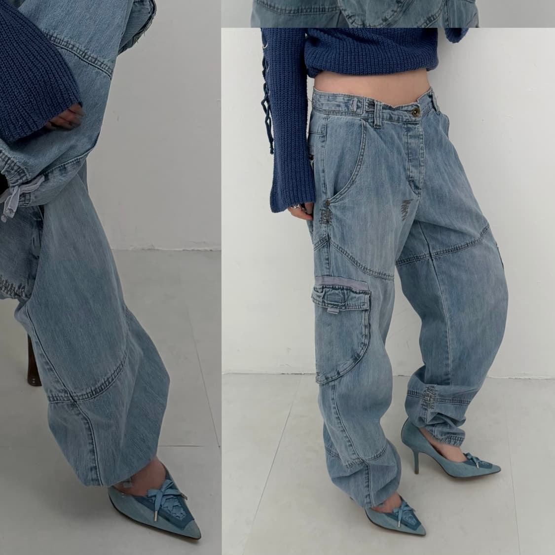 라이트 데님 카고 팬츠 상품이미지1