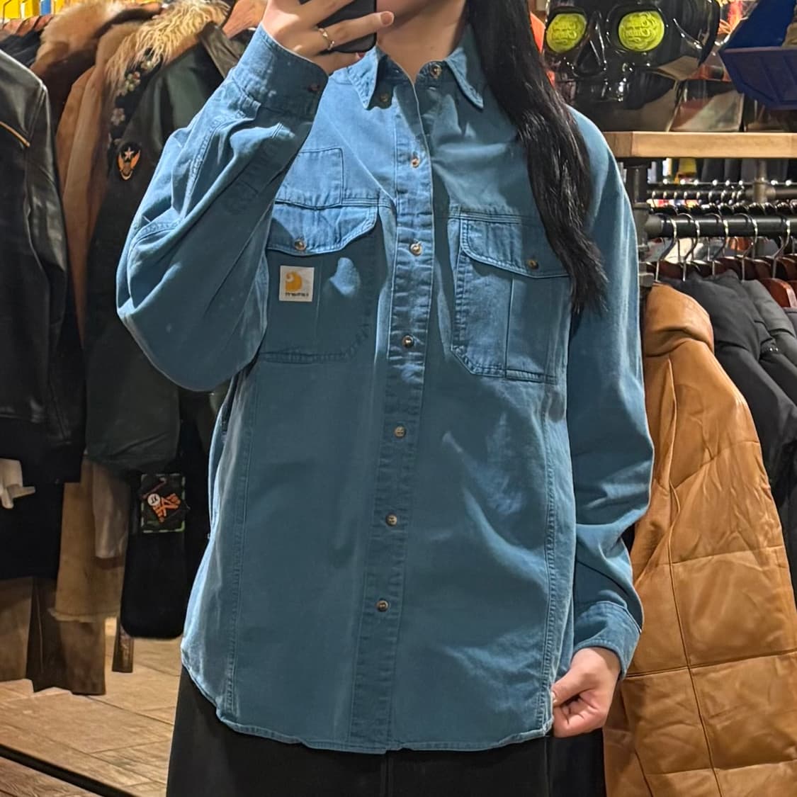 [HI]  Carhartt 칼하트 투포켓 긴팔셔츠 블루 상품이미지2