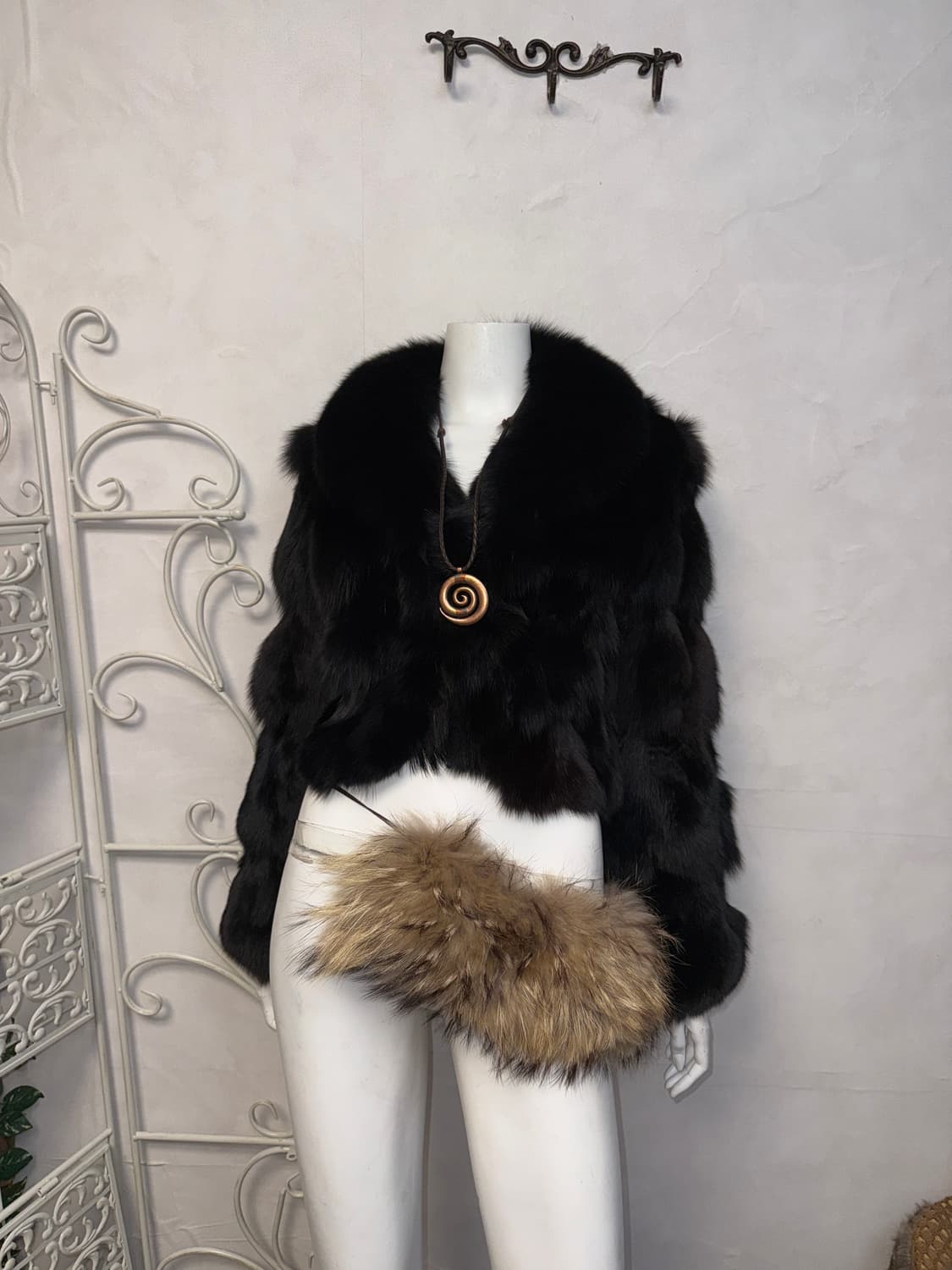 Black fox fur short jacket  상품이미지4