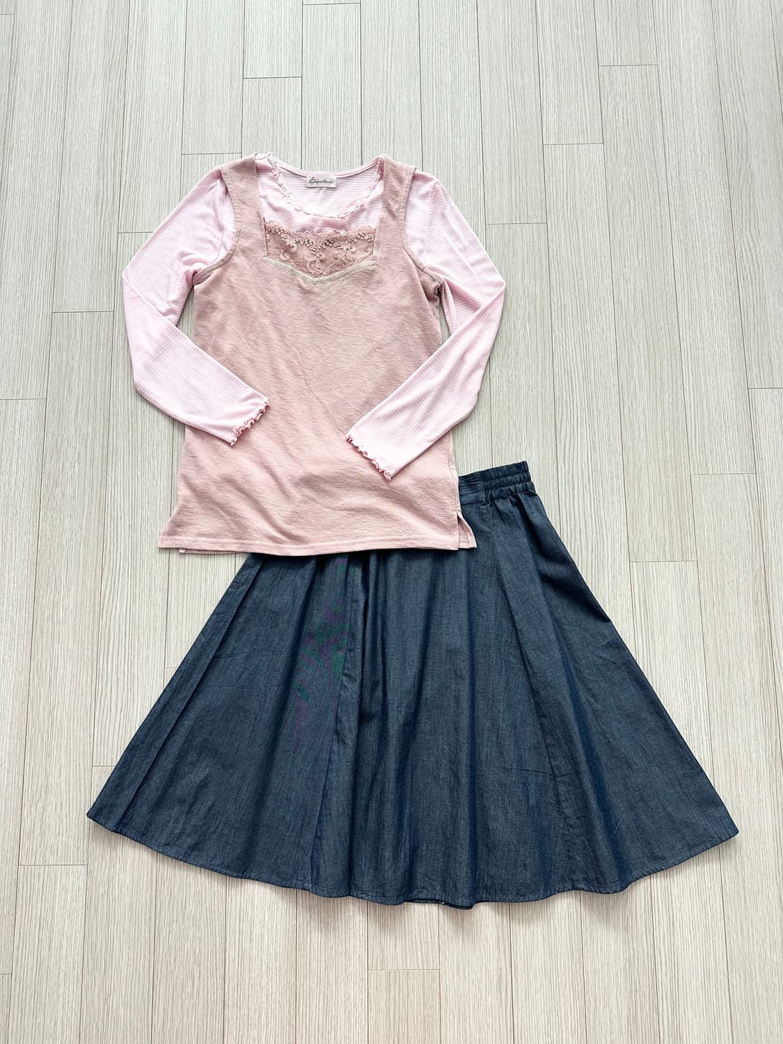 jpn 하구미 스즈코 모리걸 핀터깔 레이어드 코디세트 상품이미지1