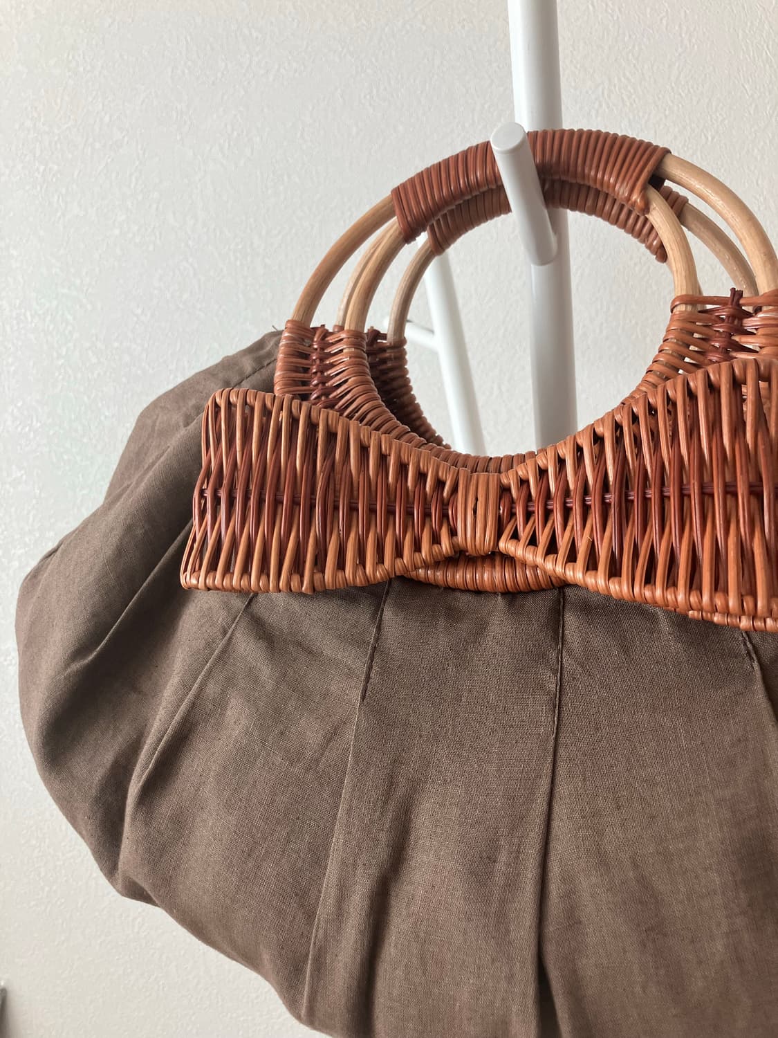Studio clip 갈색 라탄 리본 손잡이가방 라탄백 에코백 천가방 상품이미지3