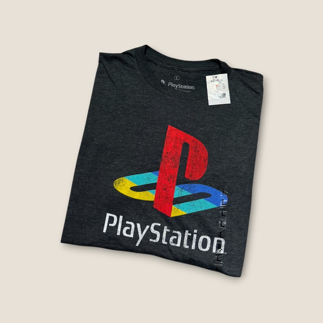 PlayStation 로고 크랙 프린팅 티셔츠 L 상품이미지1