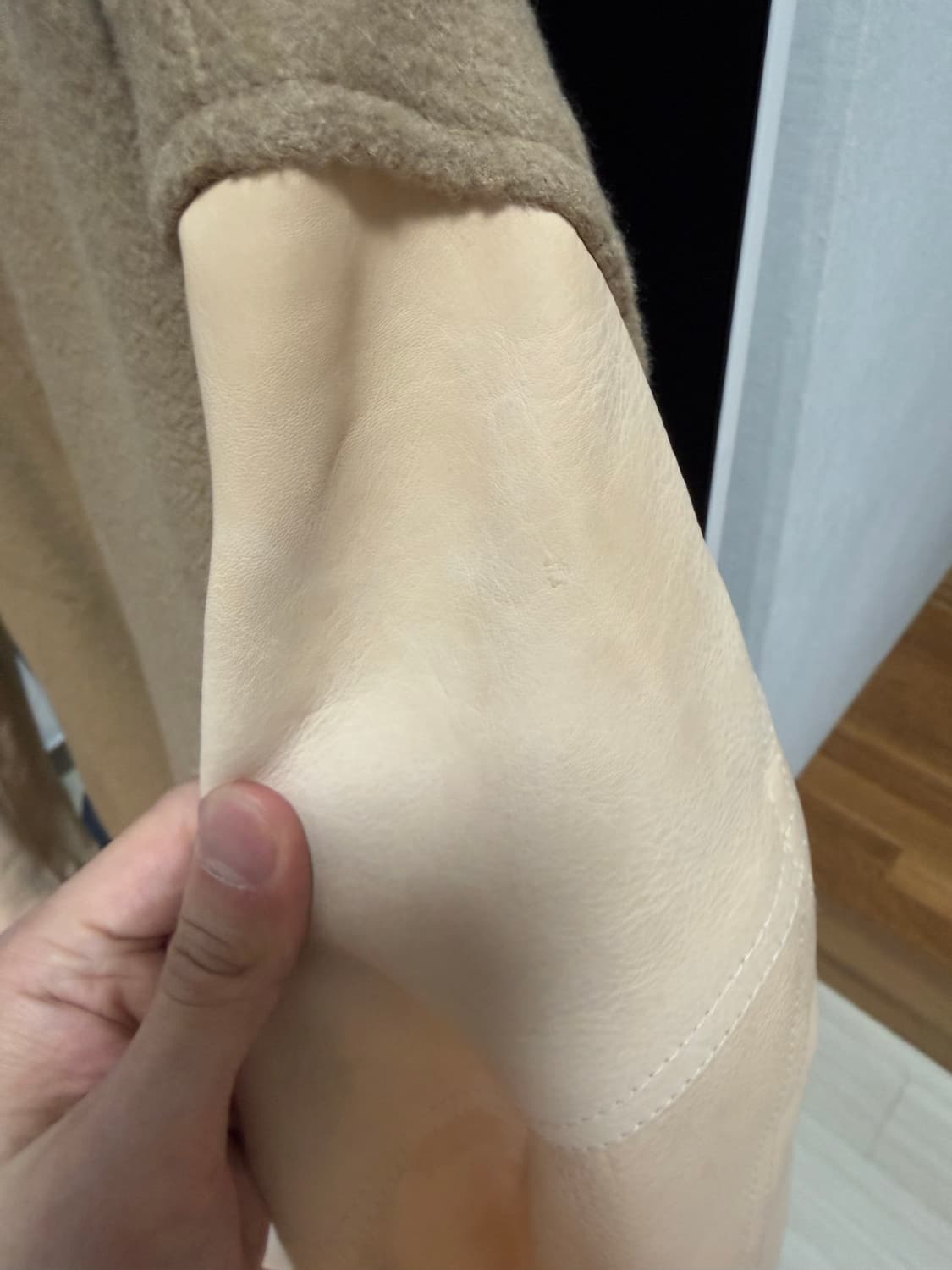 엑슬림 바시티 레더자켓 L 베이지 상품이미지6