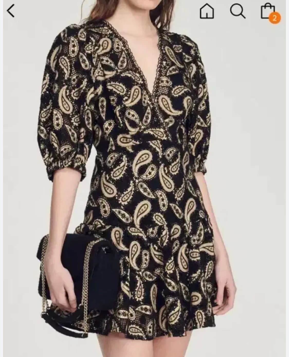 산드로 페이즐리 숄더퍼프 미니 드레스 38 상품이미지8