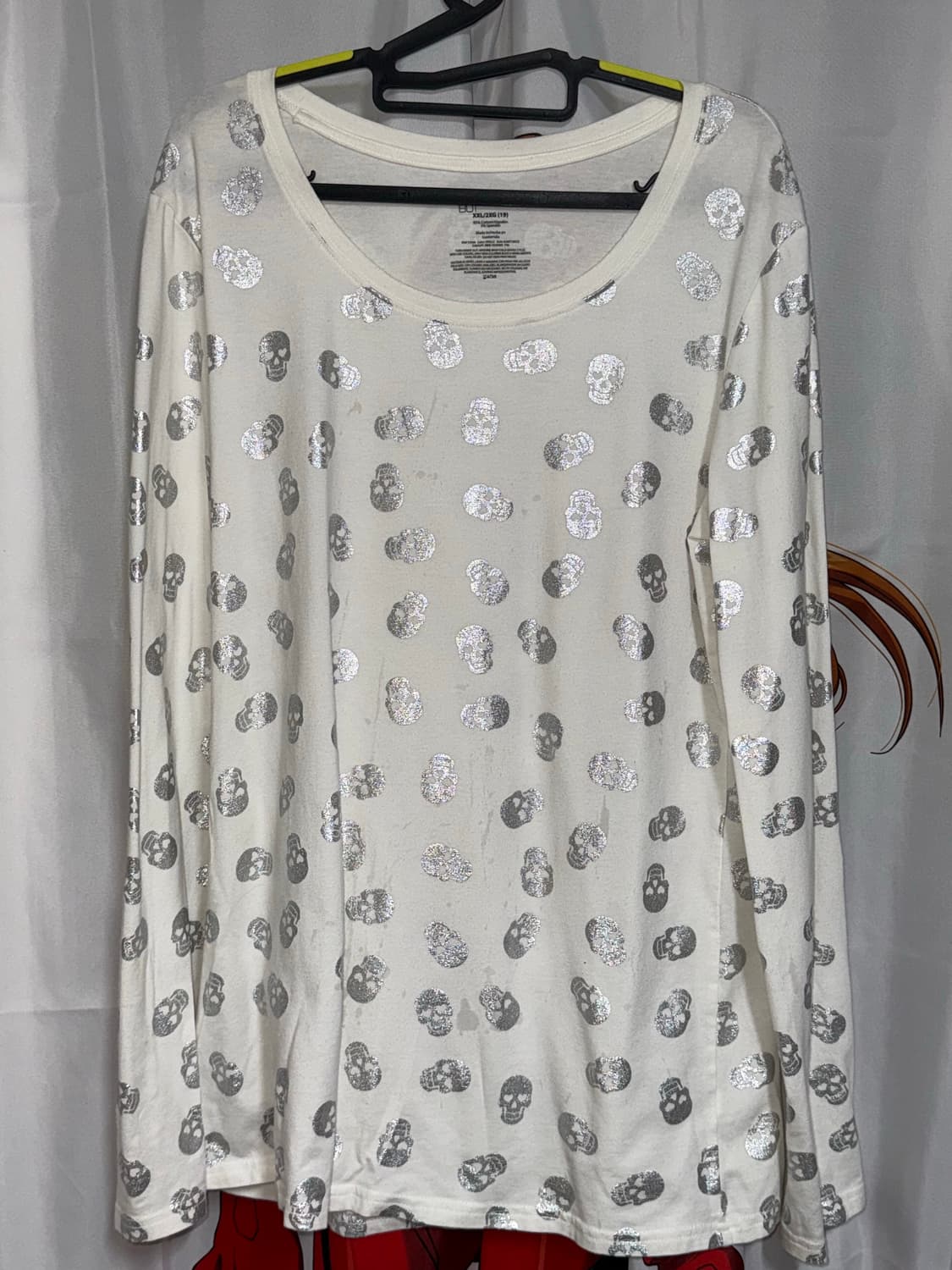 펑크 스컬 해골 슬리브 긴팔 티셔츠 상품이미지1