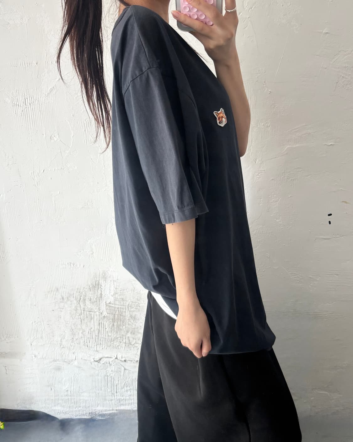 Maison Kitsune 메종키츠네 블랙컬러 폭스헤드 패치 반팔티셔츠 상품이미지2