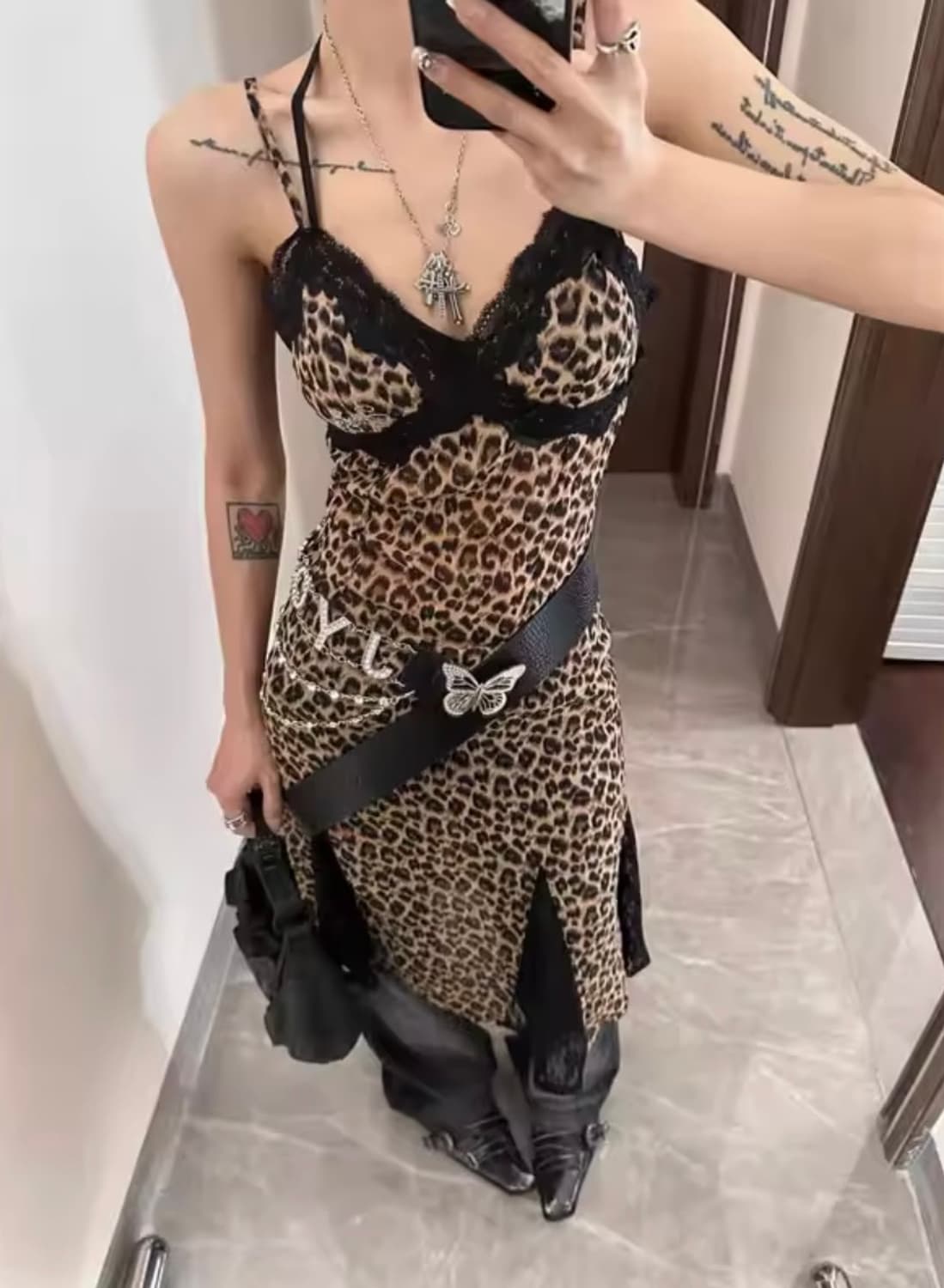 레오파드 호피 레이스 원피스 상품이미지2