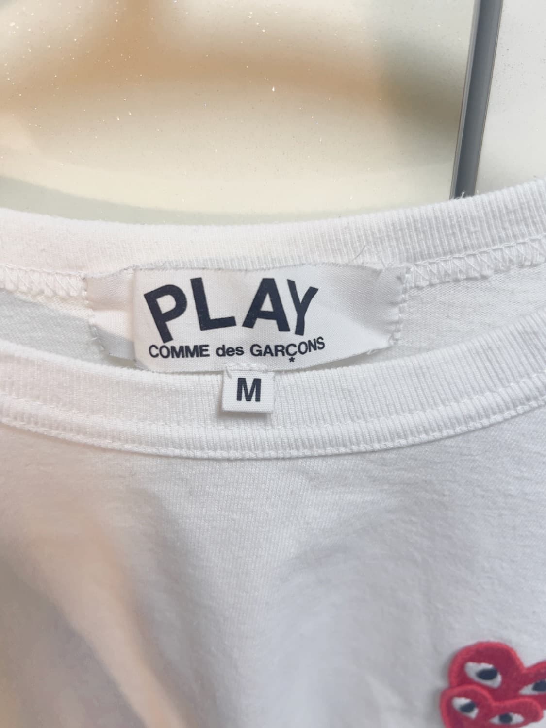 꼼데가르송 더블하트 딱붙핏 흰색 긴팔 상품이미지2