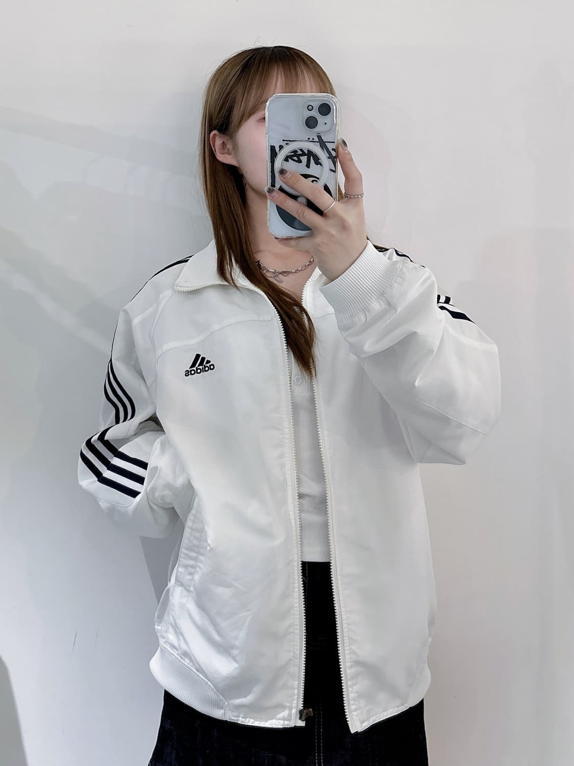 아디다스 00‘s 화이트 스몰로고 삼선 바람막이 상품이미지2