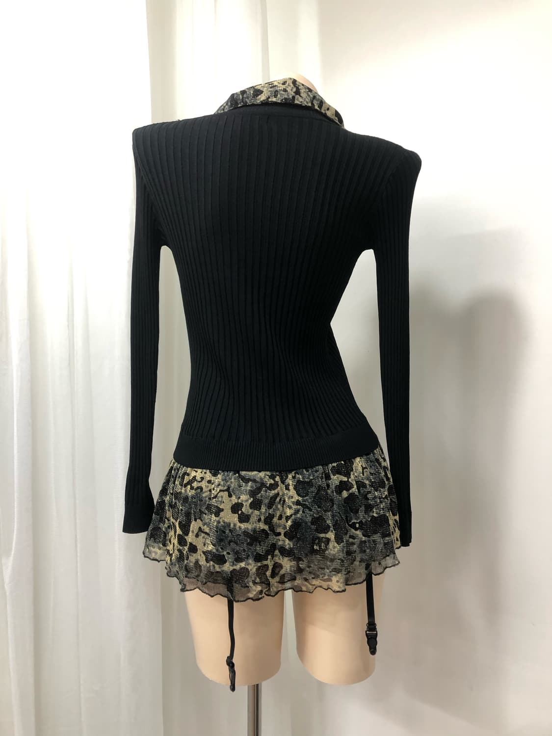 글리터 호피패턴 가디건 레이어드 원피스 상품이미지4