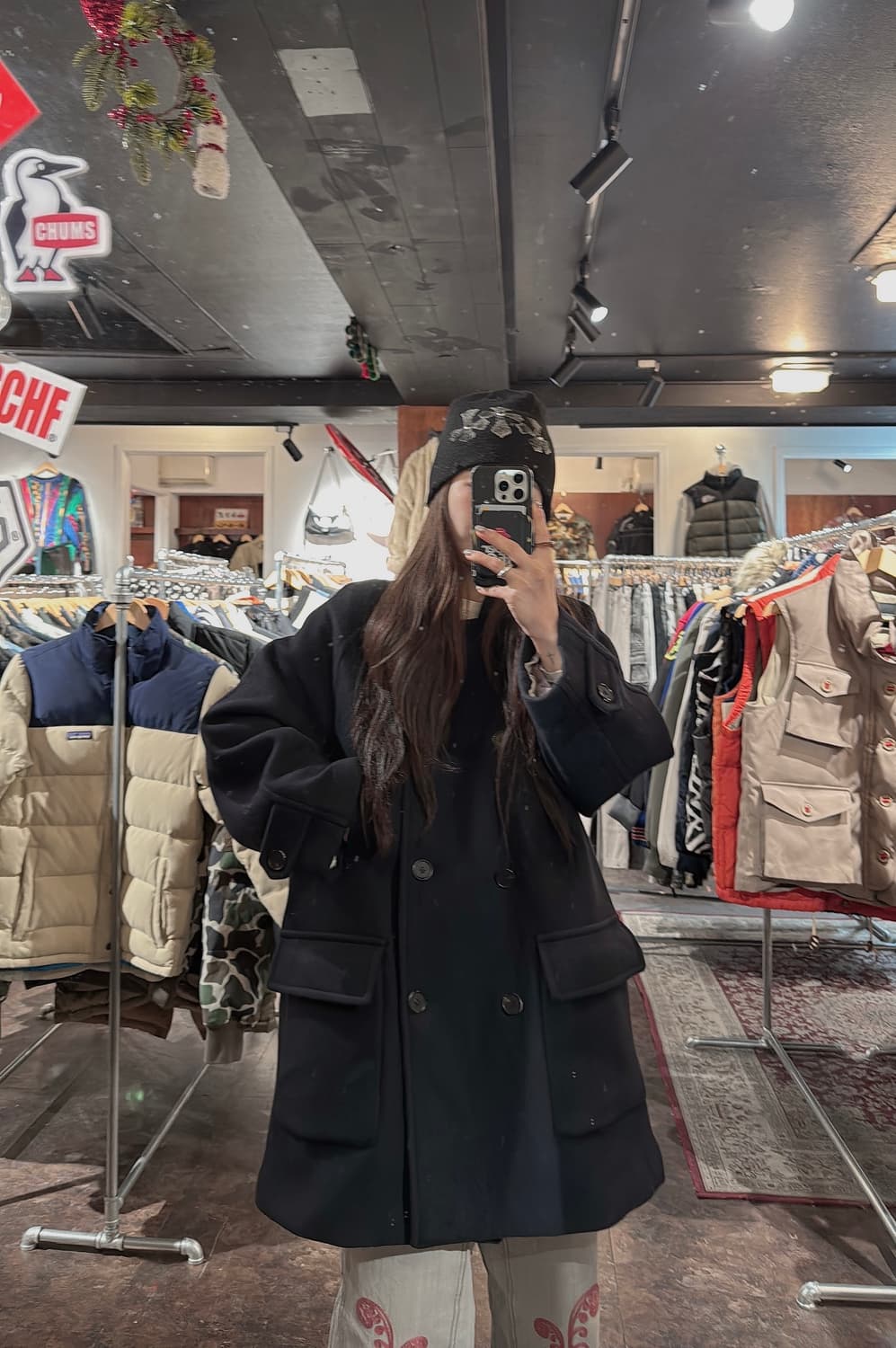 스튜디오톰보이 네이비 오버핏 울 더플코트 피코트 F 상품이미지7