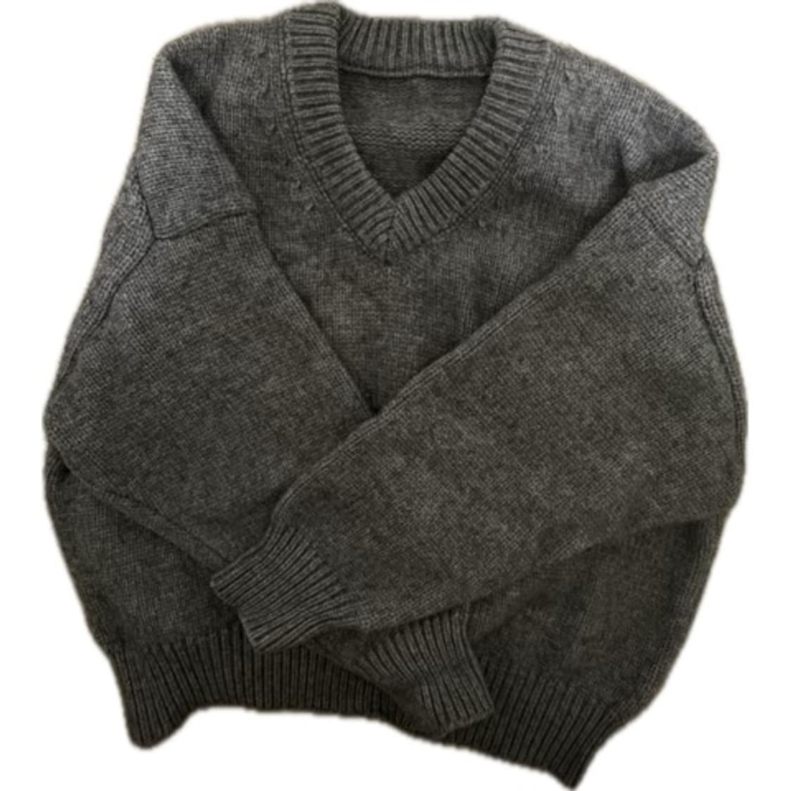 블랙업 브이넥 니트 그레이 판매 상품이미지2