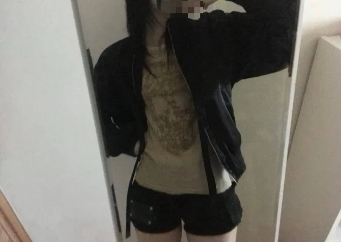 갸루 해골 스컬 오트밀 베이지 롱슬리브 상품이미지2