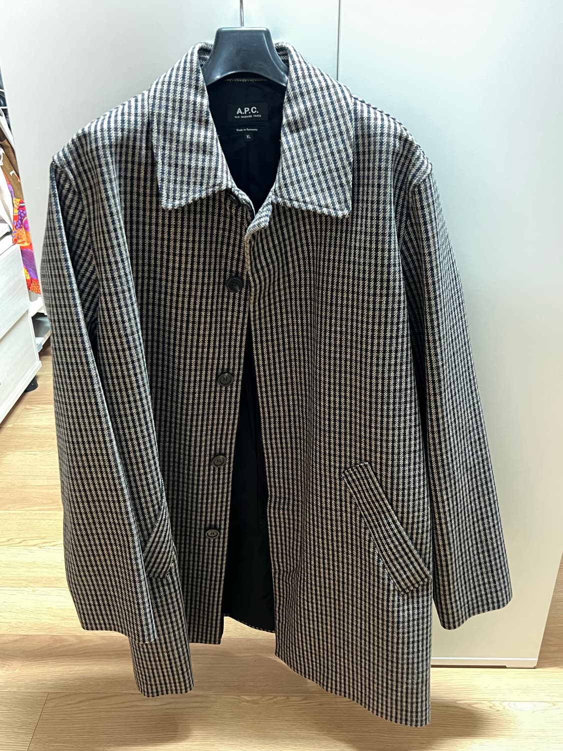 아페쎄  체크 울코트 상품이미지4