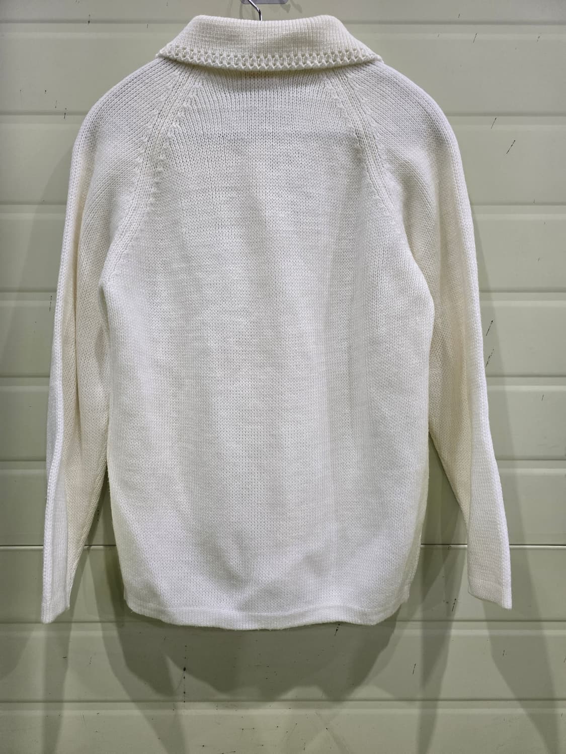 일본 빈티지 카라넥 니트 가디건 아이보리 상품이미지6