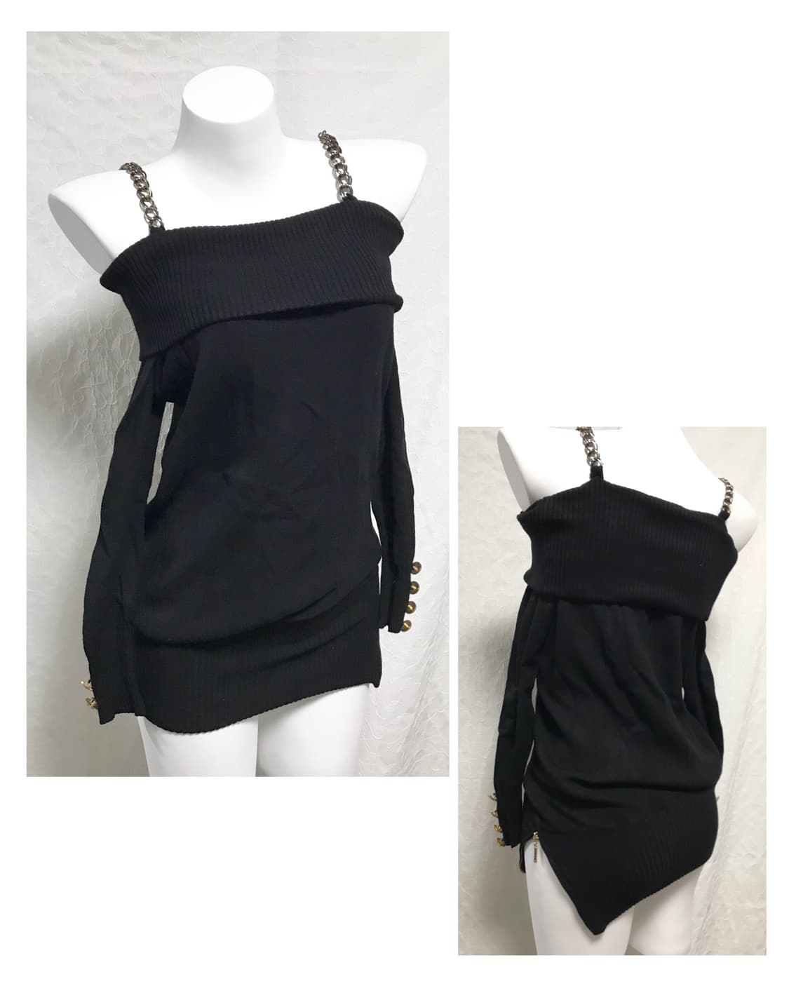 빈티지 세실맥비 갸루 금장 체인 오프숄더 니트 원피스 상품이미지1