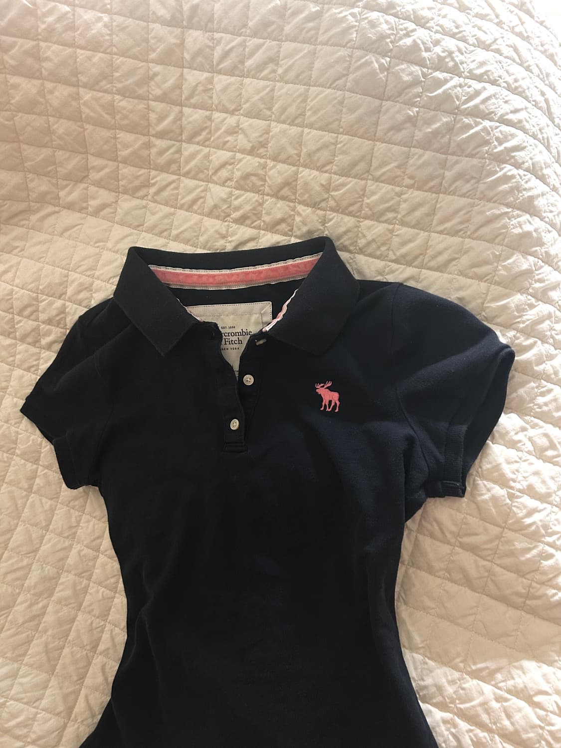 아베크롬비 여성 슬림핏 카라 반팔티 폴로 티셔츠 네이비 상품이미지2