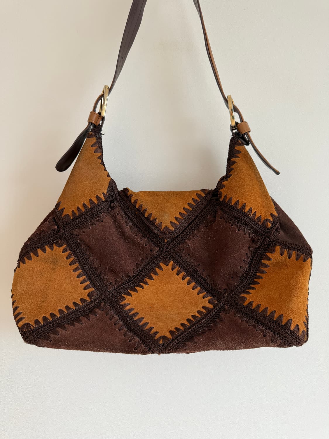 Pre owned 스웨이드 패치워크 호버 숄더백  상품이미지2