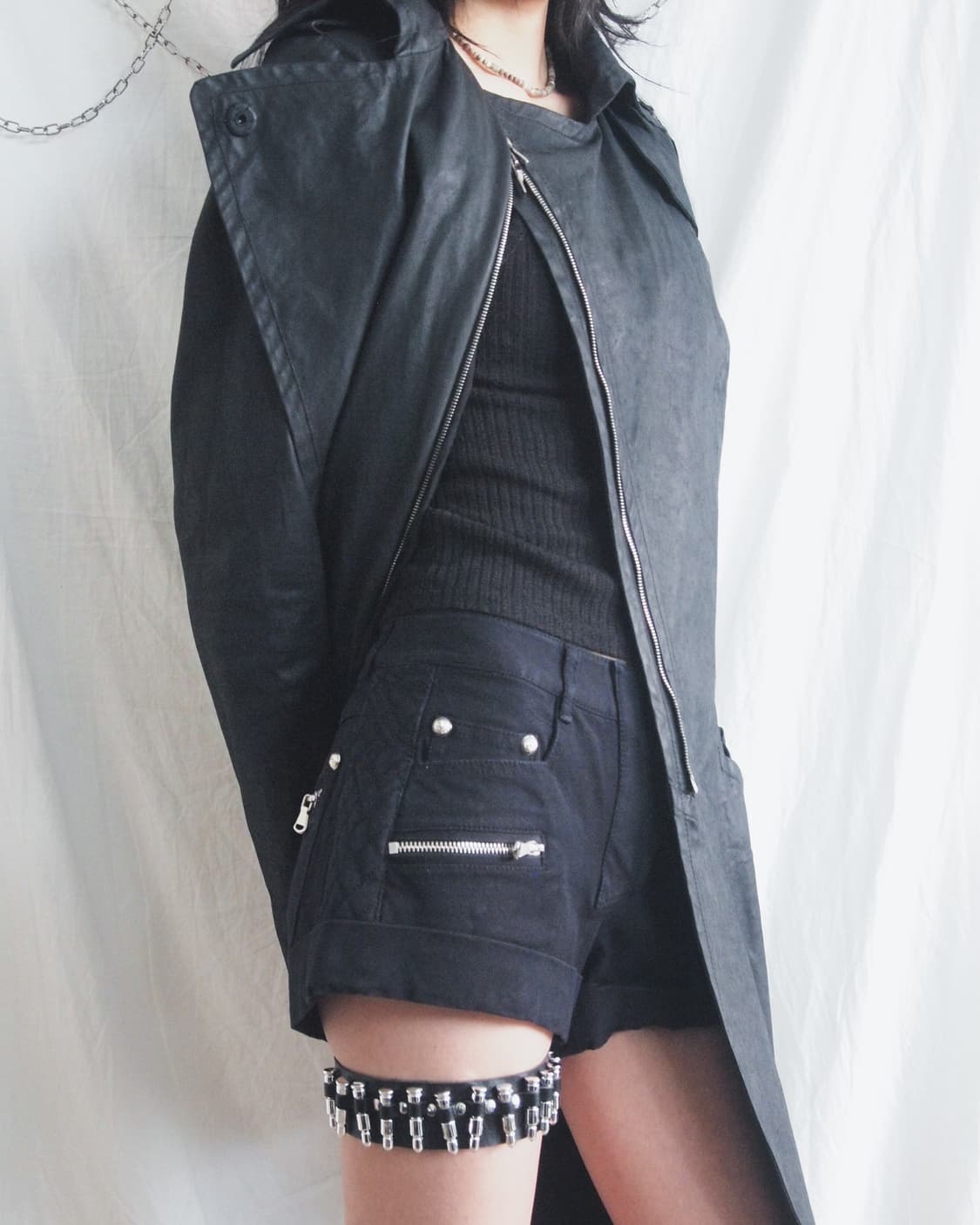 니나리치 10꼬르소꼬모 사선지퍼 왁스 코팅 데님 코트 상품이미지2