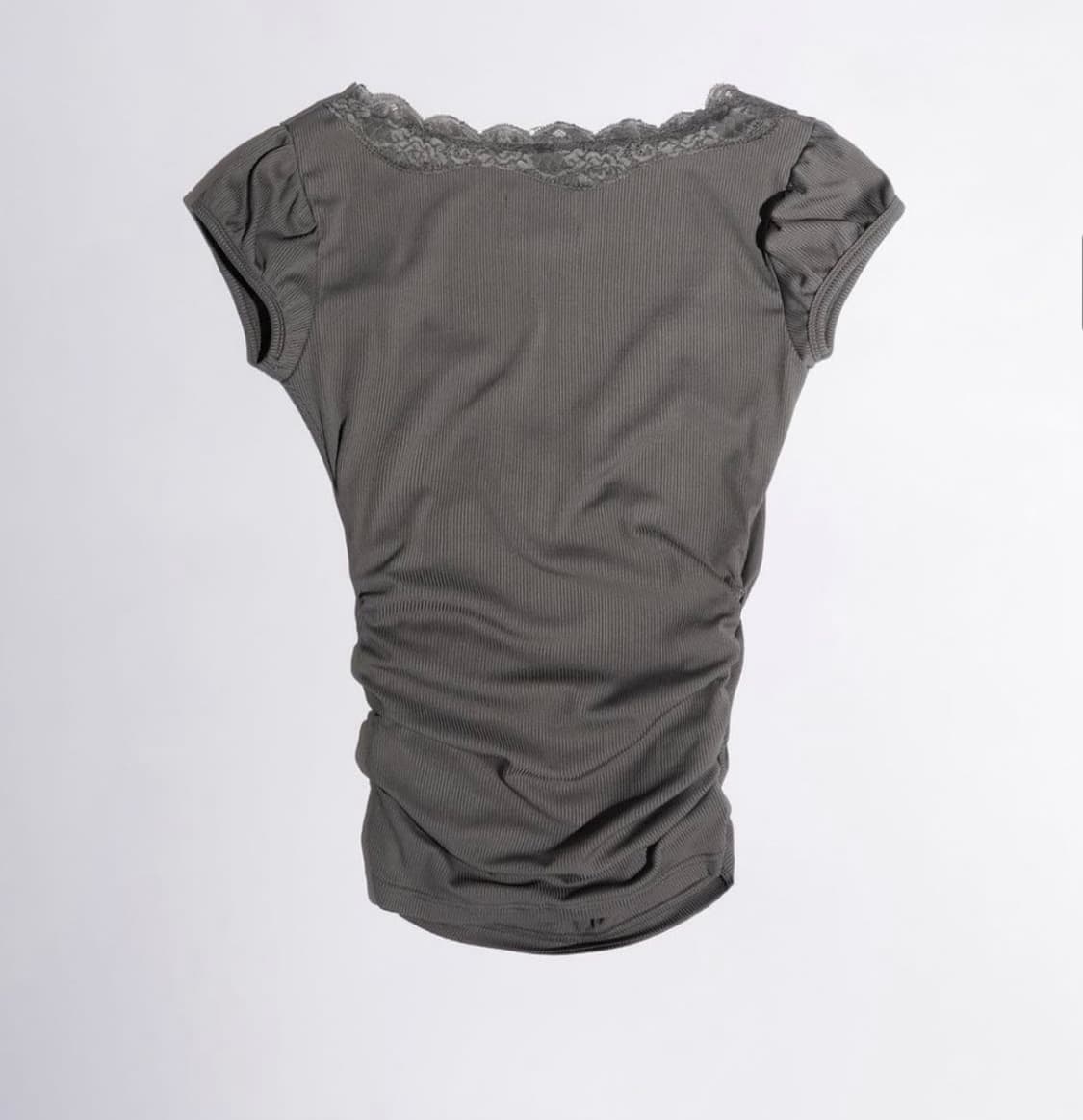 [Sculptor] Lace trim wrap tee Charcoal 상품이미지3