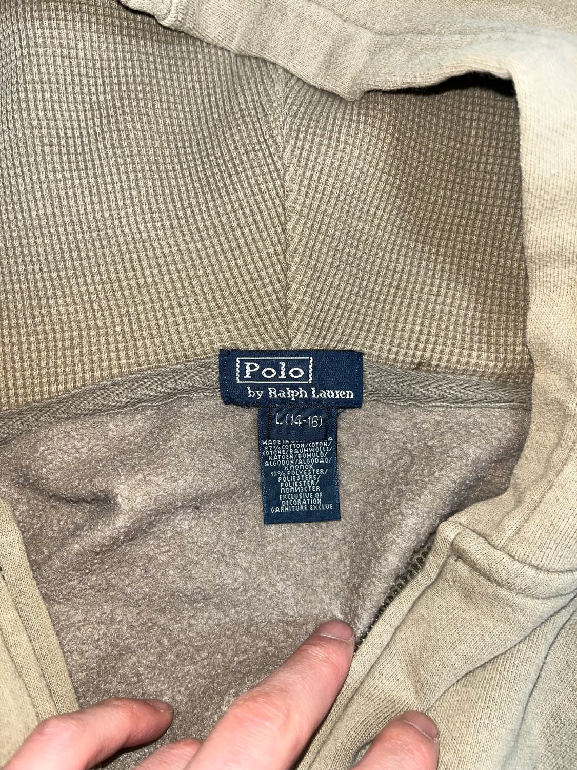 폴로 랄프로렌 후드집업 실측 S (L14-16) 카키 상품이미지3