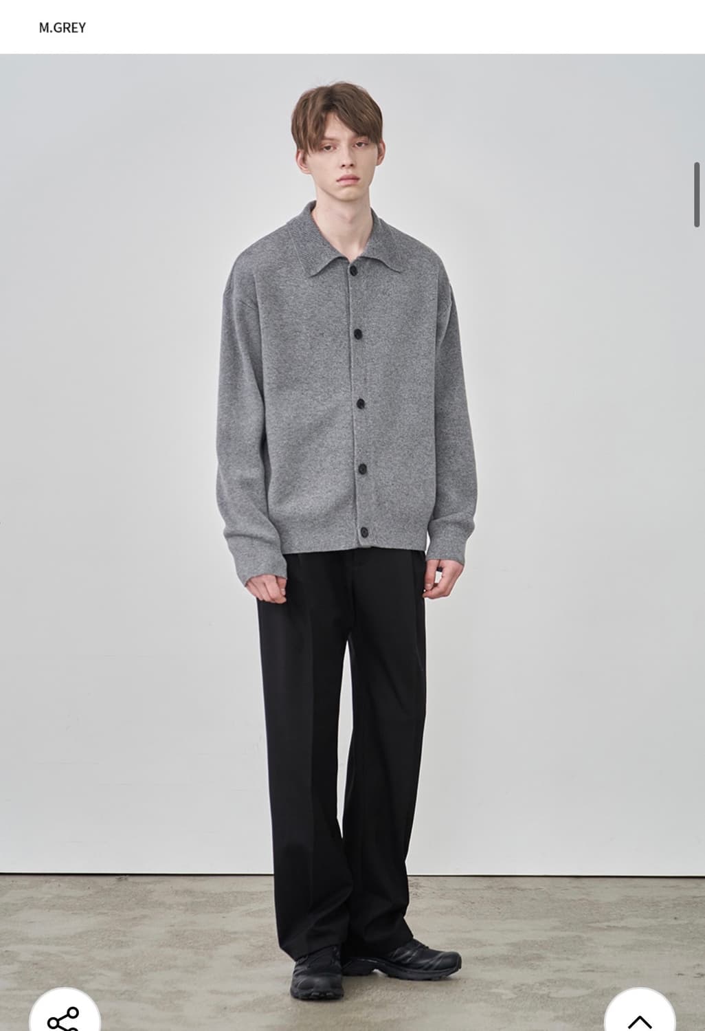 (새상품)(L) 드로우핏 벌키 울 카라 니트 가디건 [M.GREY] 판매 상품이미지3